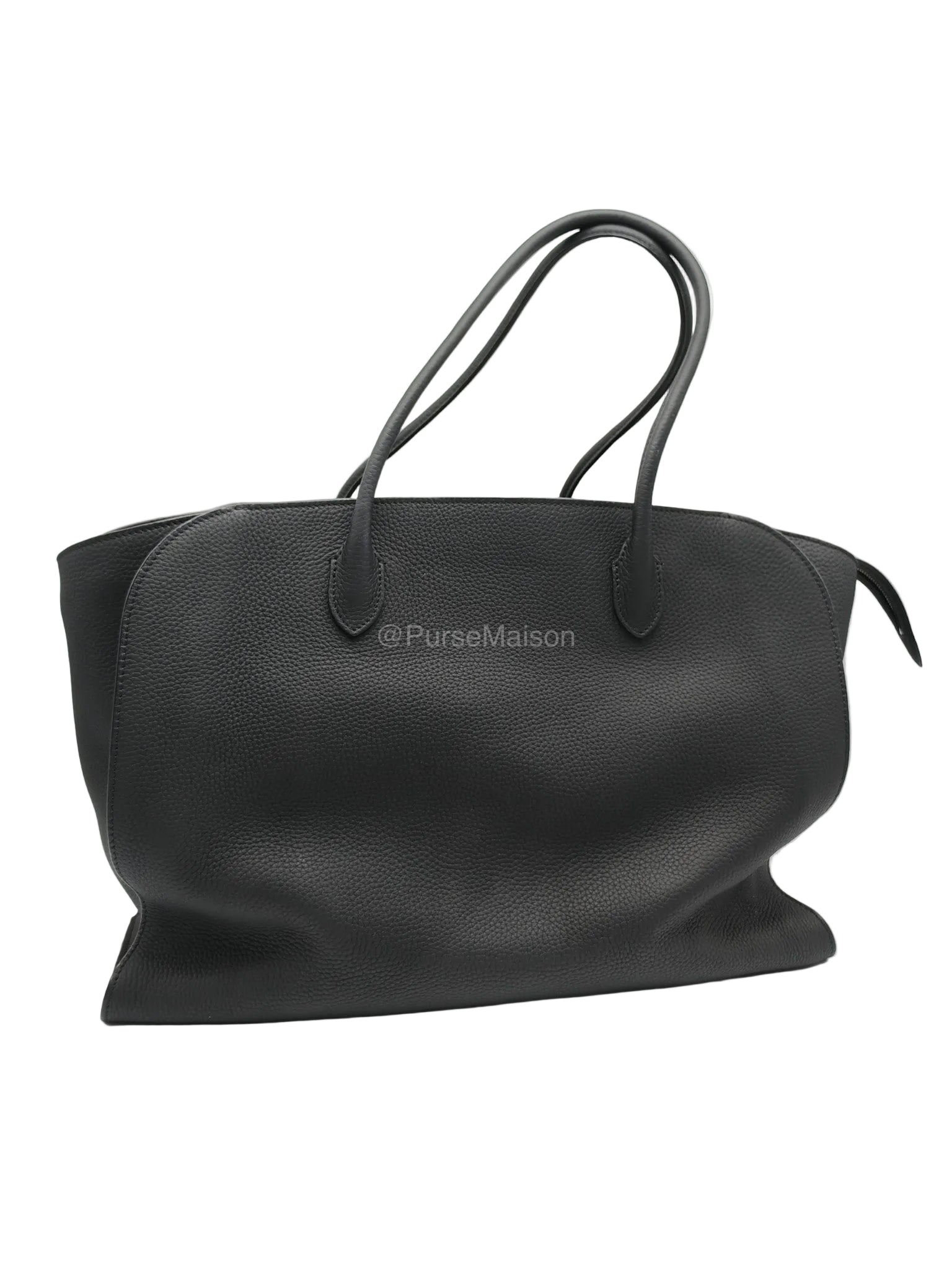 The Row Marlo 17 Tote Bag in Black Grained Calfskin Leather | Purse Maison Luxury Bags Shop