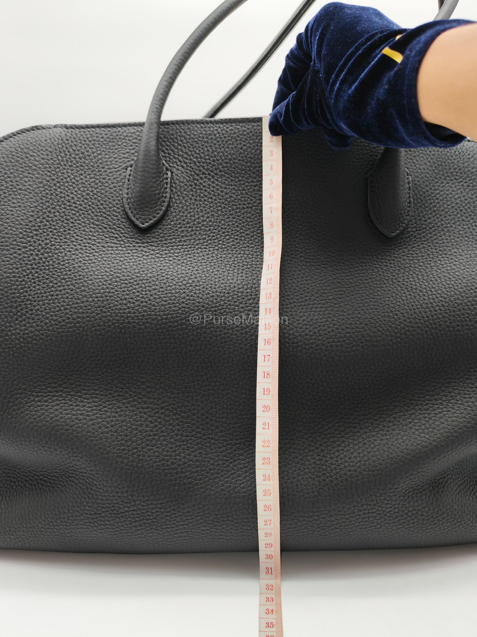 The Row Marlo 17 Tote Bag in Black Grained Calfskin Leather | Purse Maison Luxury Bags Shop