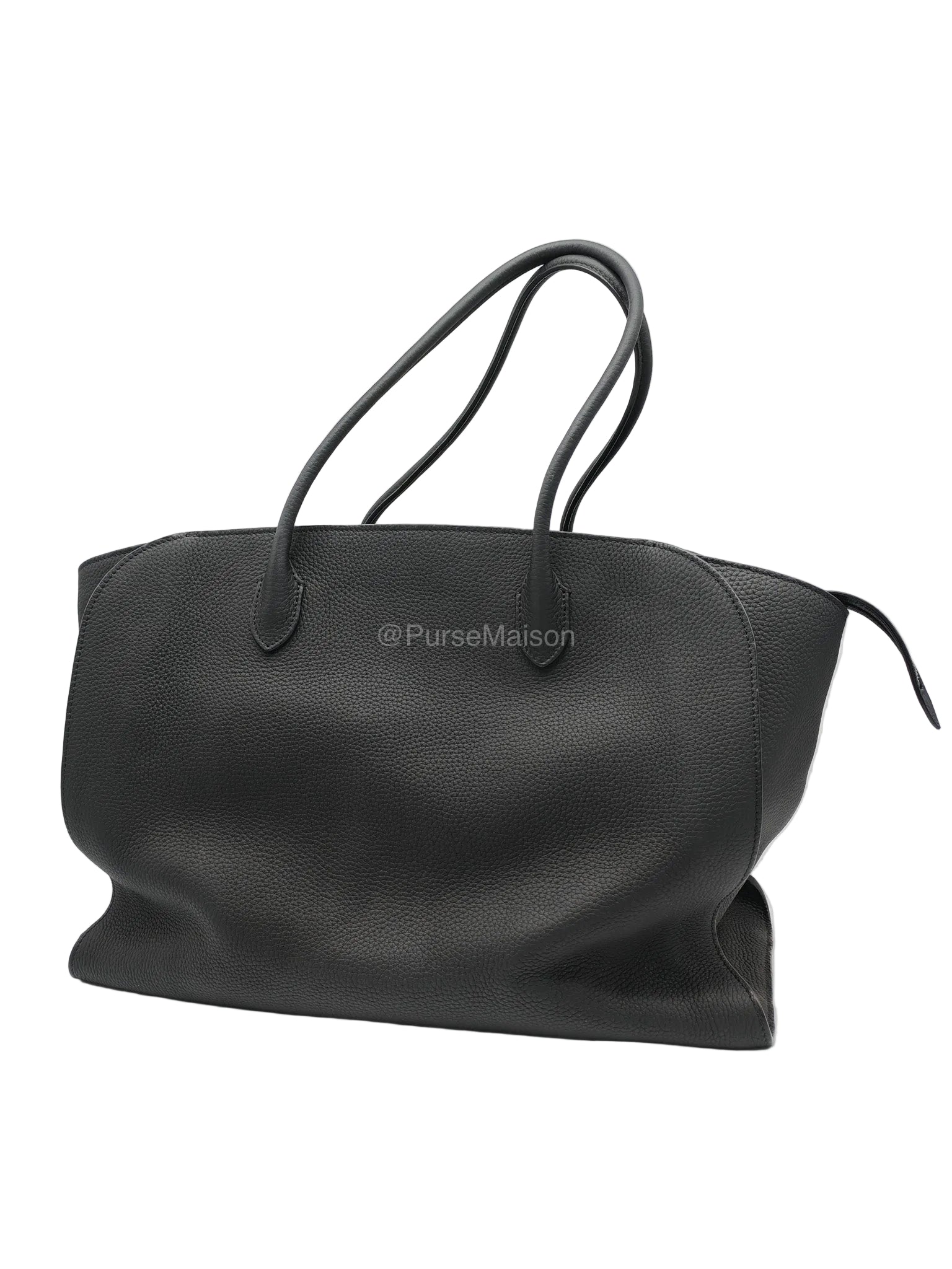 The Row Marlo 17 Tote Bag in Black Grained Calfskin Leather | Purse Maison Luxury Bags Shop