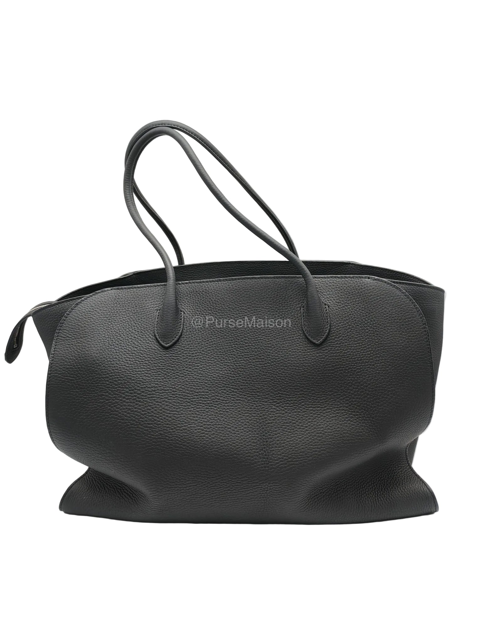 The Row Marlo 17 Tote Bag in Black Grained Calfskin Leather | Purse Maison Luxury Bags Shop