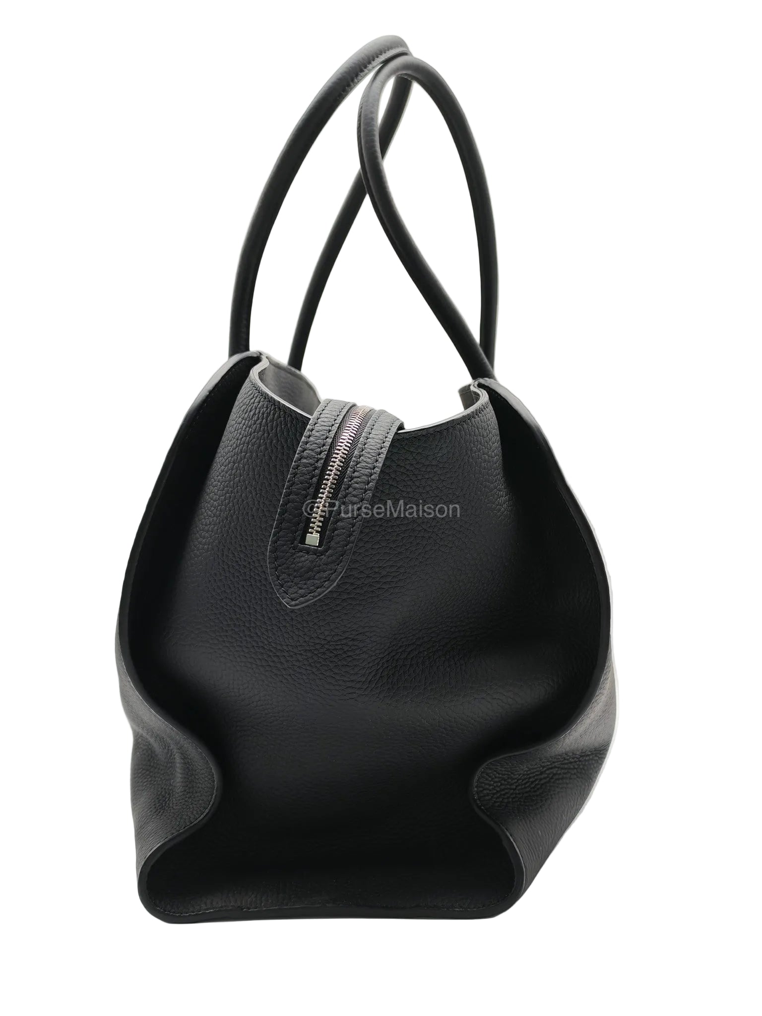 The Row Marlo 17 Tote Bag in Black Grained Calfskin Leather | Purse Maison Luxury Bags Shop