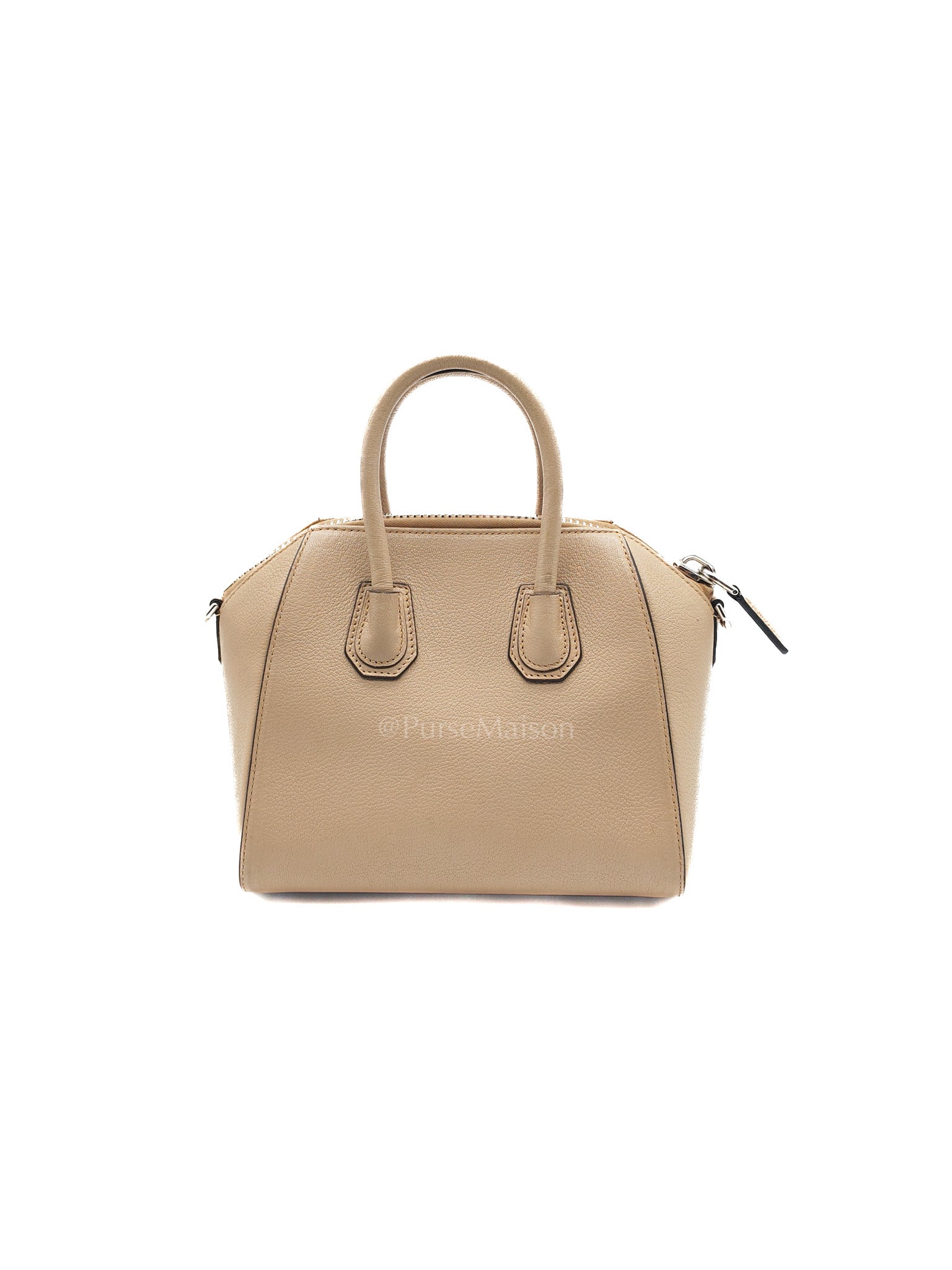 Antigona Mini In Nude Goatskin Leather & Silver Hardware