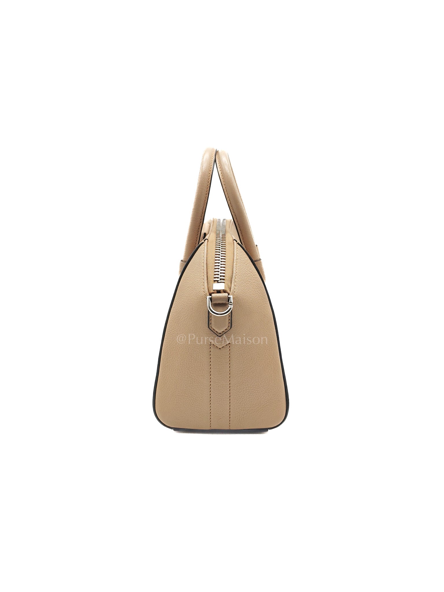 Antigona Mini In Nude Goatskin Leather & Silver Hardware