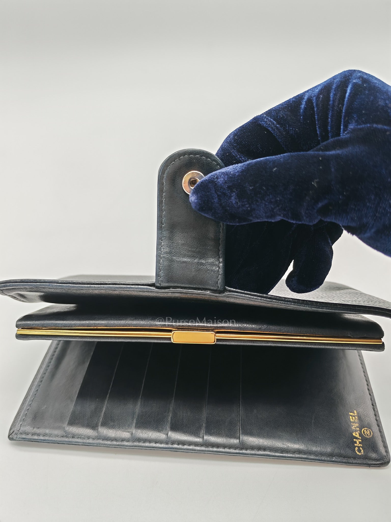 Timeless CC French Wallet in Black Caviar Leather Series 6 | Purse Maison Luxury Bags Shop