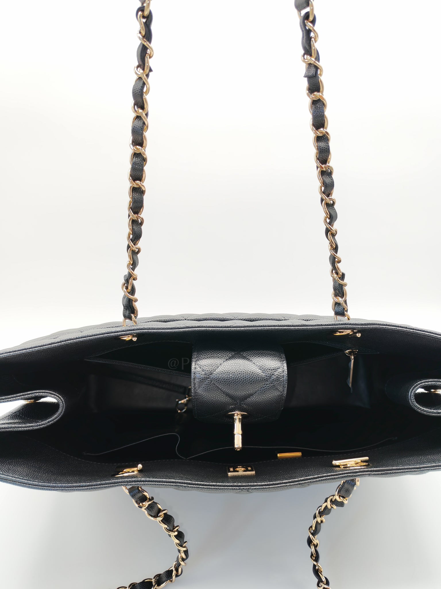 Timeless Classic Tote in Black Quilted Caviar Leather and Light Gold Hardware (Microchip) | Purse Maison Luxury Bags Shop