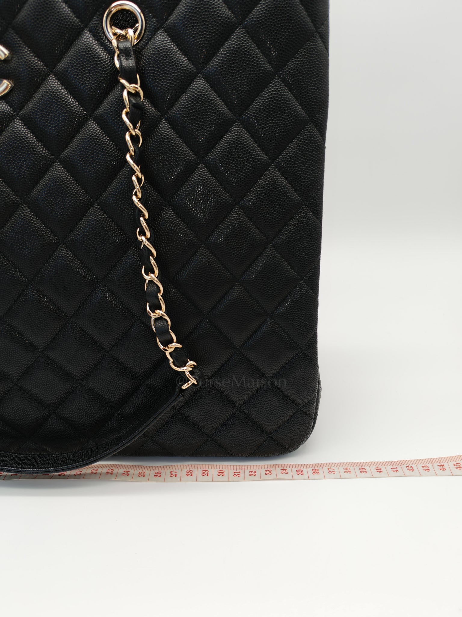 Timeless Classic Tote in Black Quilted Caviar Leather and Light Gold Hardware (Microchip) | Purse Maison Luxury Bags Shop