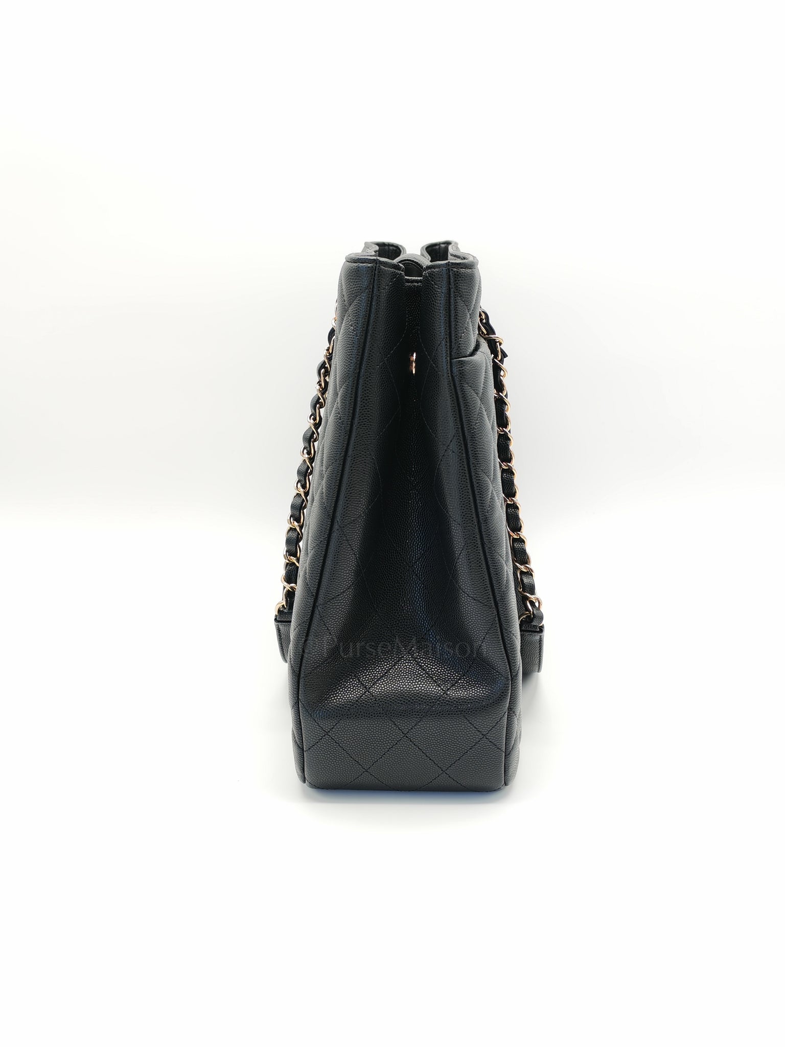Timeless Classic Tote in Black Quilted Caviar Leather and Light Gold Hardware (Microchip) | Purse Maison Luxury Bags Shop