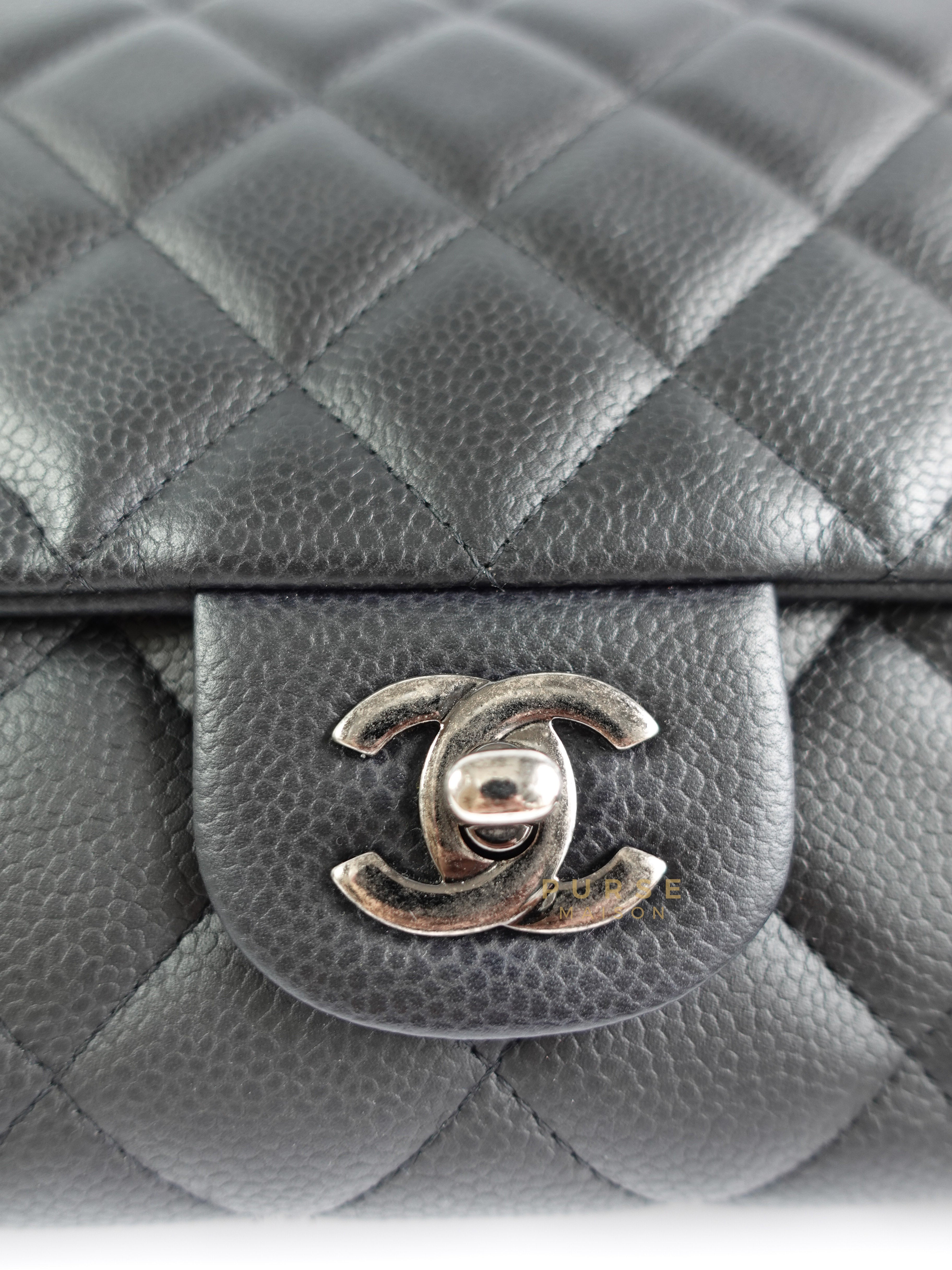 Timeless Clutch Flap in Black Caviar Leather and Ruthenium Hardware Series 21 | Purse Maison Luxury Bags Shop