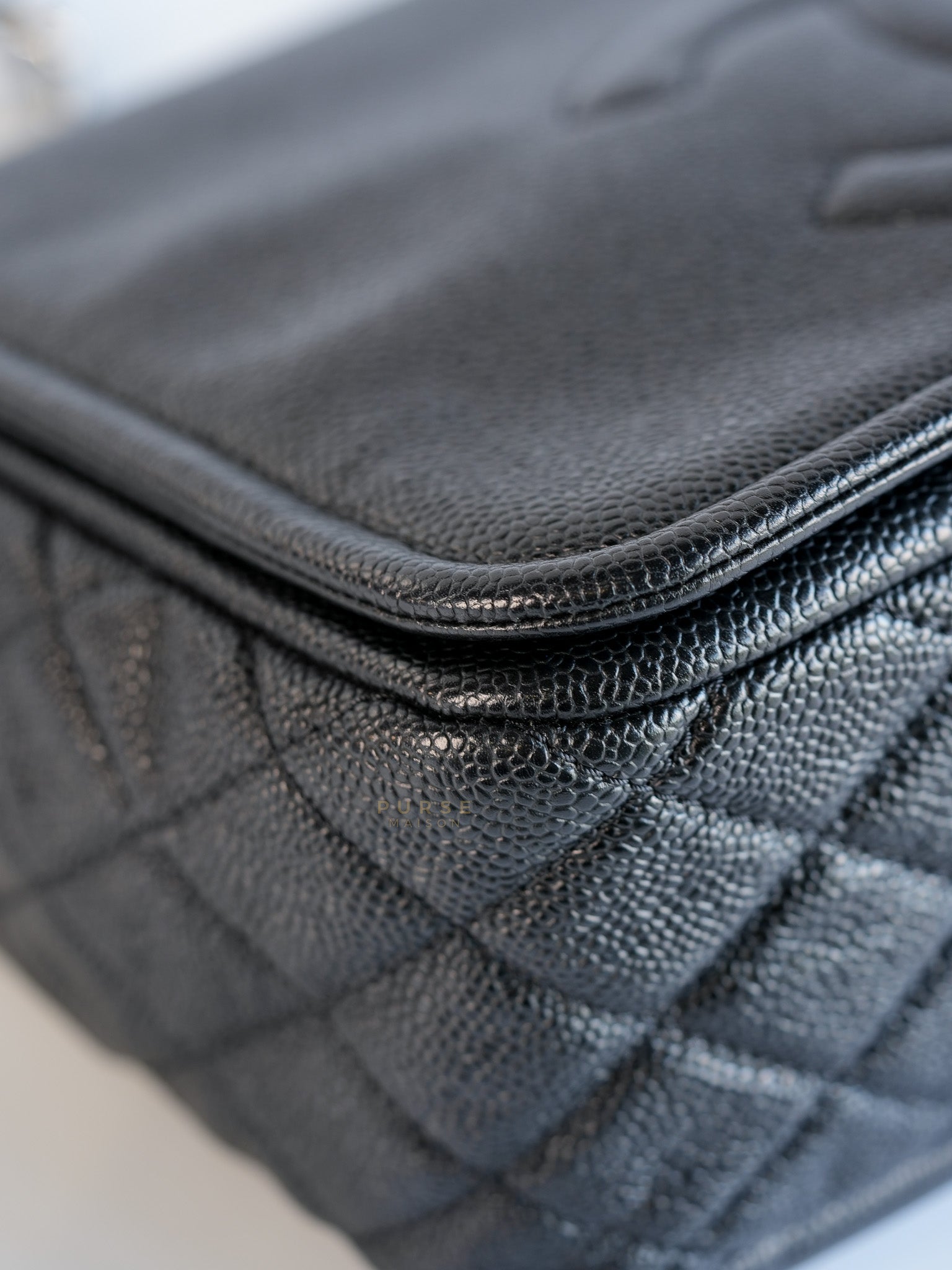 Timeless Flap Jumbo in Caviar Leather and Silver Hardware Series 15 | Purse Maison Luxury Bags Shop