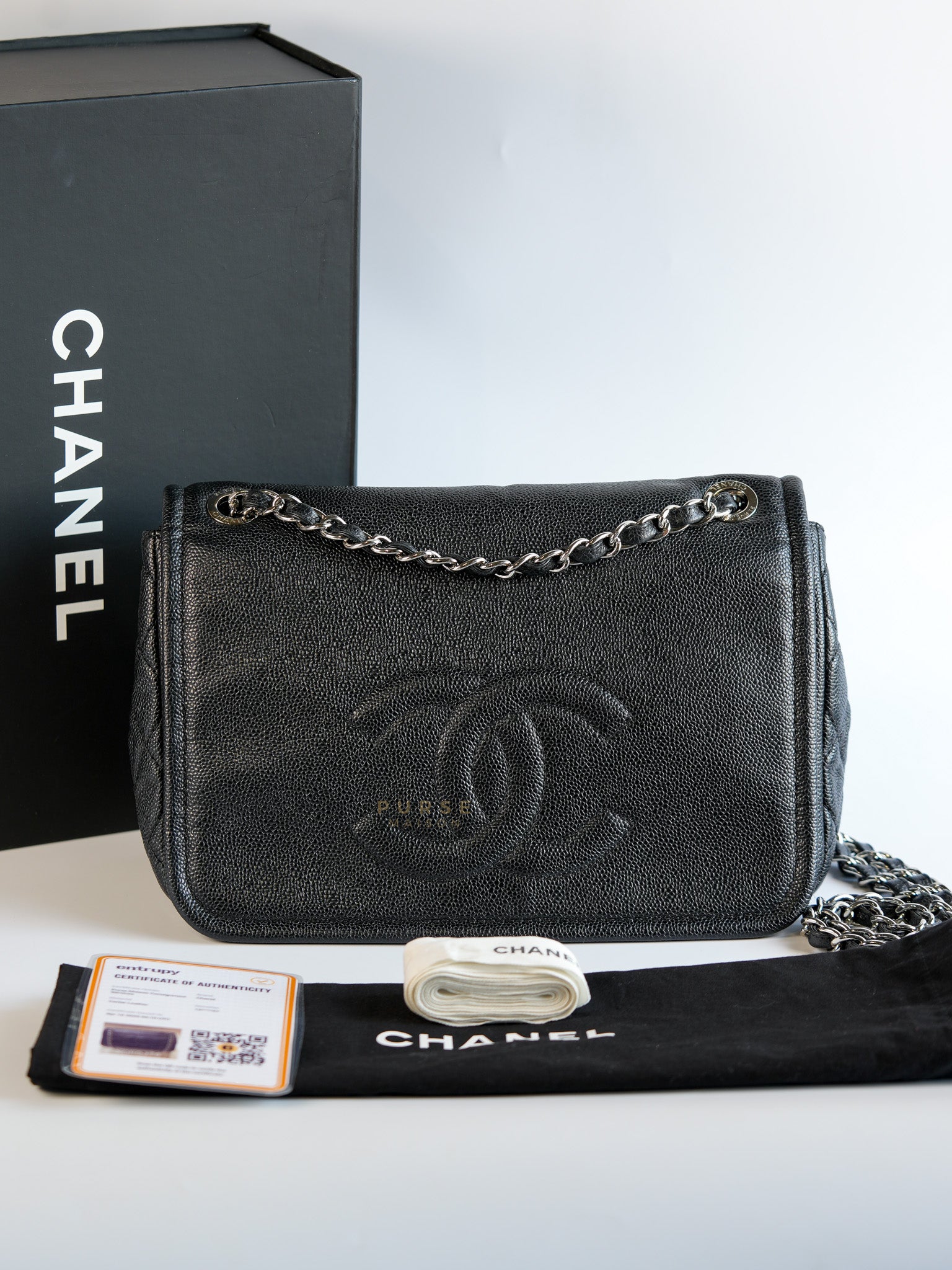 Timeless Flap Jumbo in Caviar Leather and Silver Hardware Series 15 | Purse Maison Luxury Bags Shop