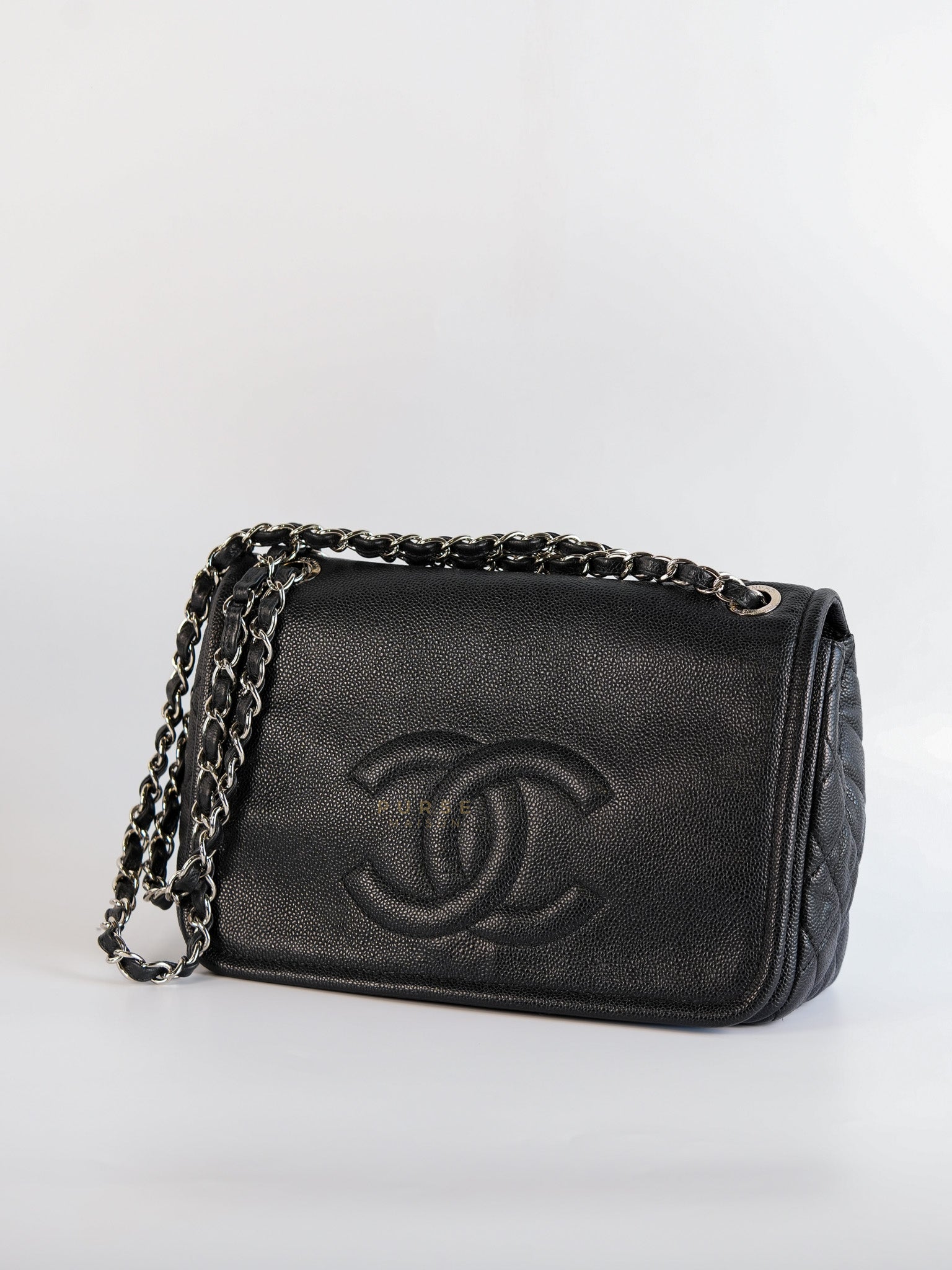 Timeless Flap Jumbo in Caviar Leather and Silver Hardware Series 15 | Purse Maison Luxury Bags Shop