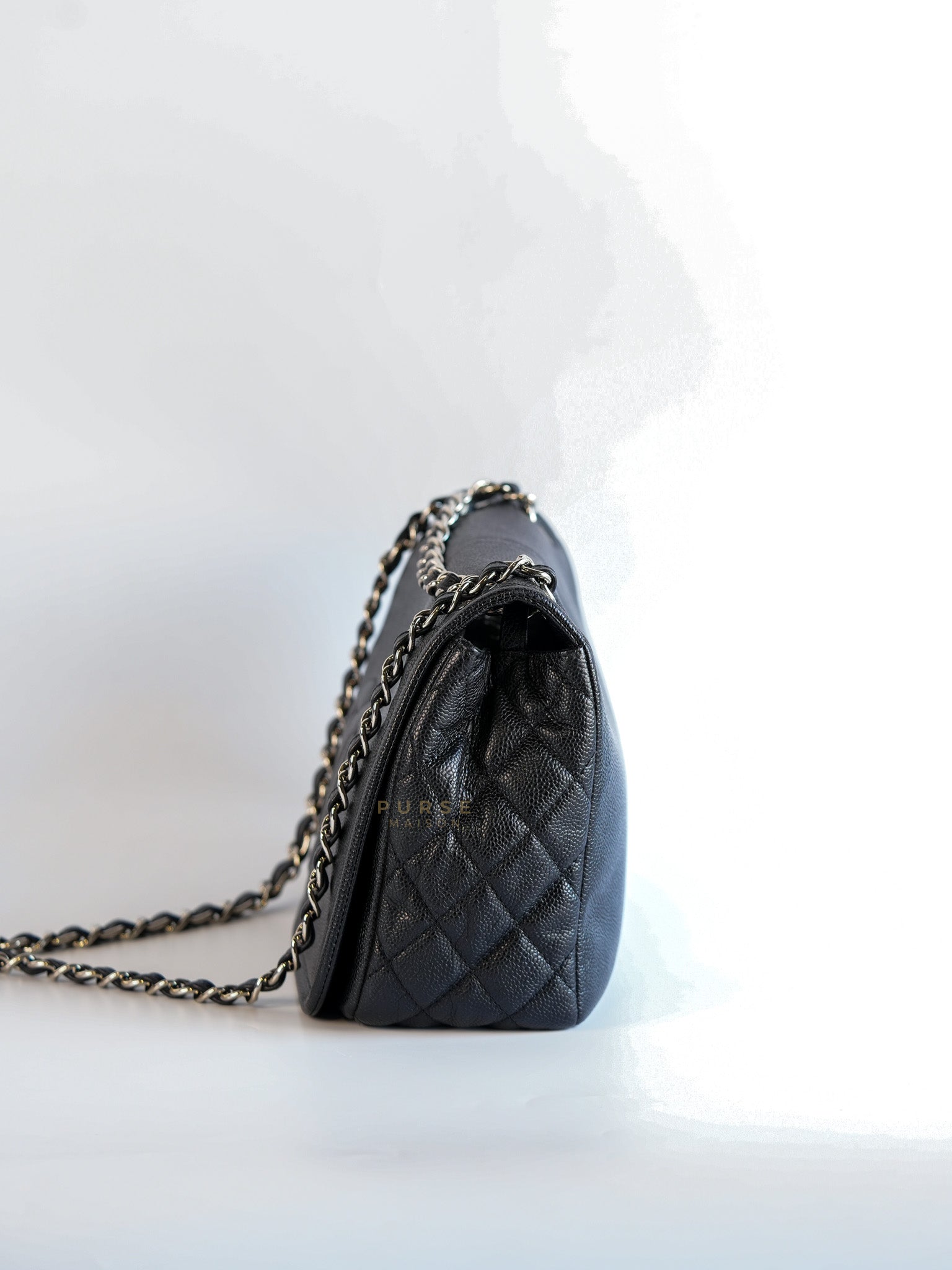 Timeless Flap Jumbo in Caviar Leather and Silver Hardware Series 15 | Purse Maison Luxury Bags Shop