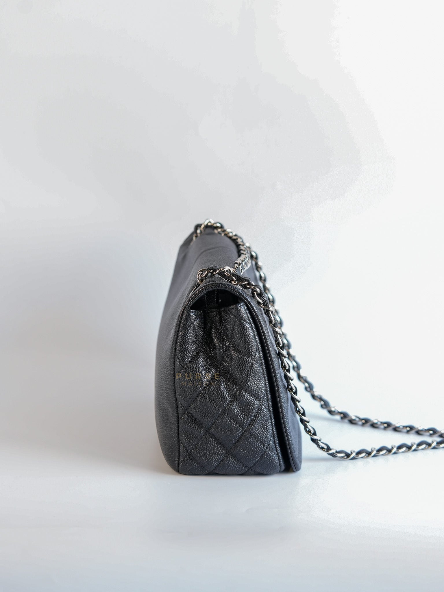 Timeless Flap Jumbo in Caviar Leather and Silver Hardware Series 15 | Purse Maison Luxury Bags Shop
