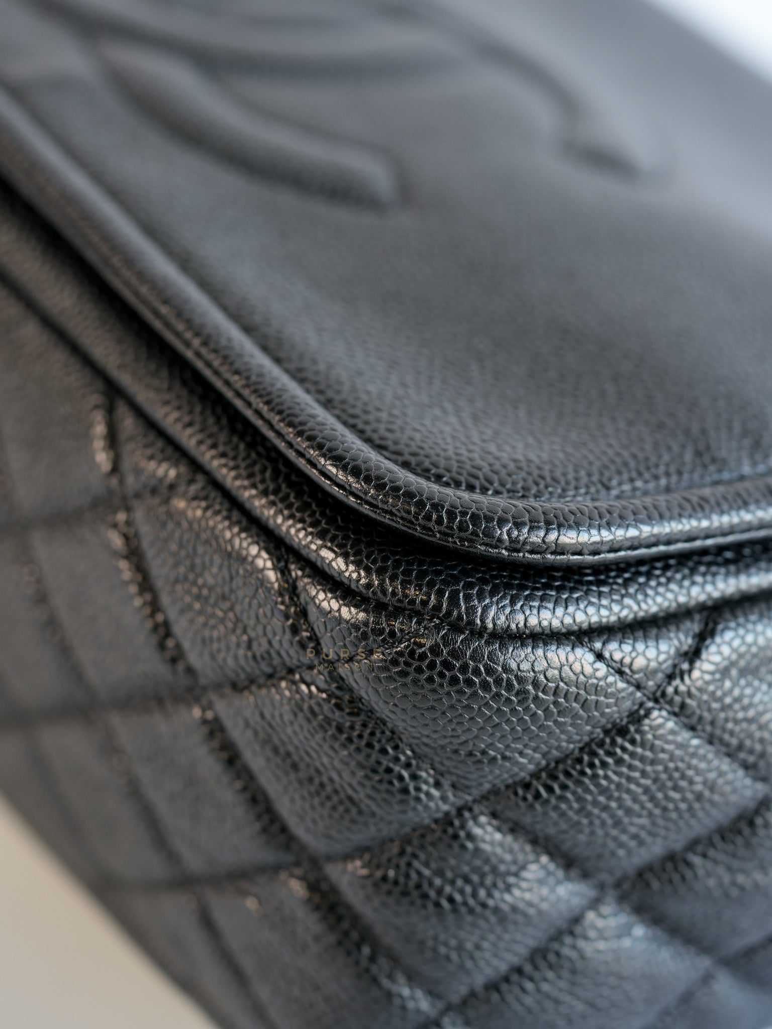 Timeless Flap Jumbo in Caviar Leather and Silver Hardware Series 15 | Purse Maison Luxury Bags Shop