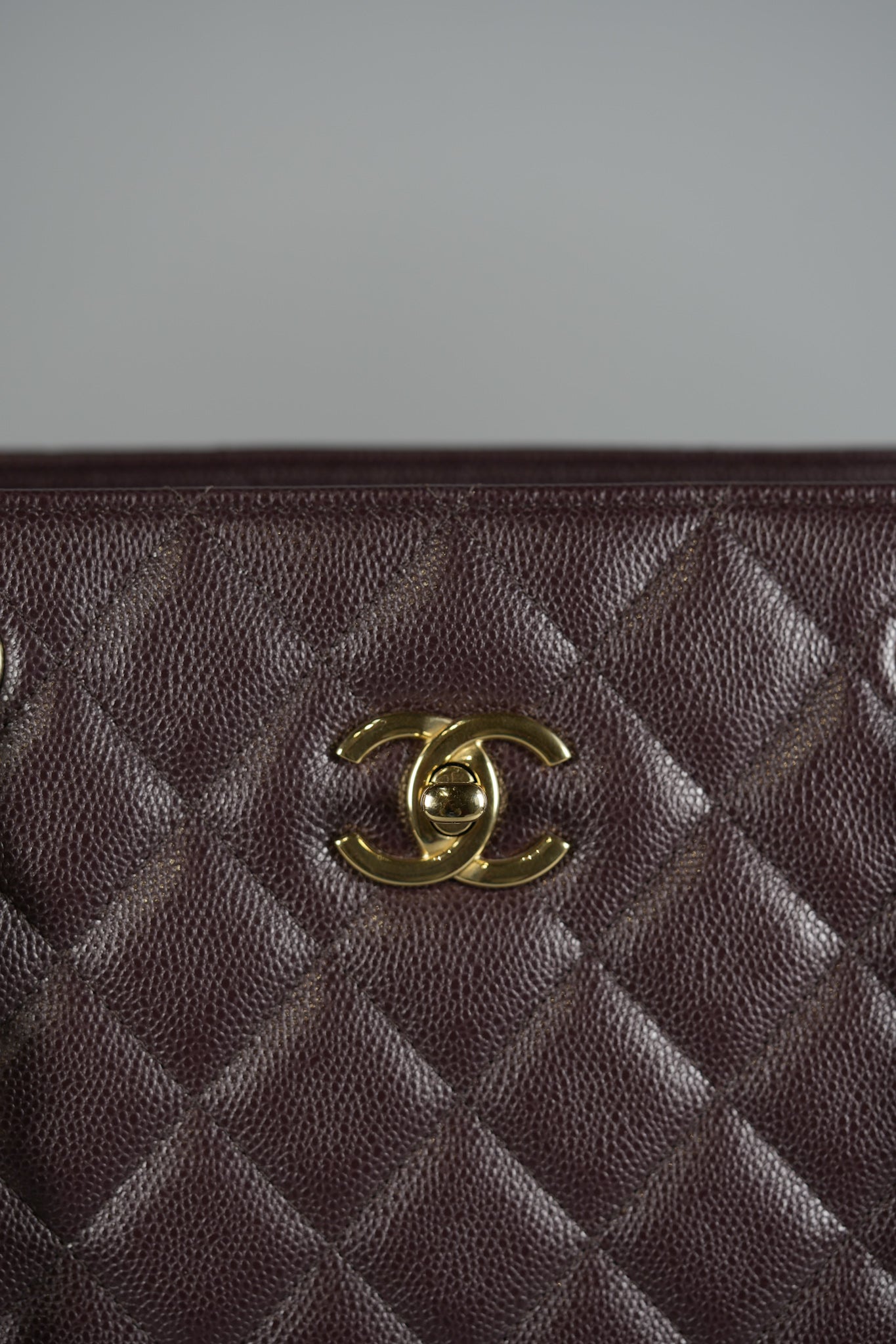 Timeless Shopping Tote Bag in Purple Caviar Leather & Light Gold Hardware (Microchip) | Purse Maison Luxury Bags Shop