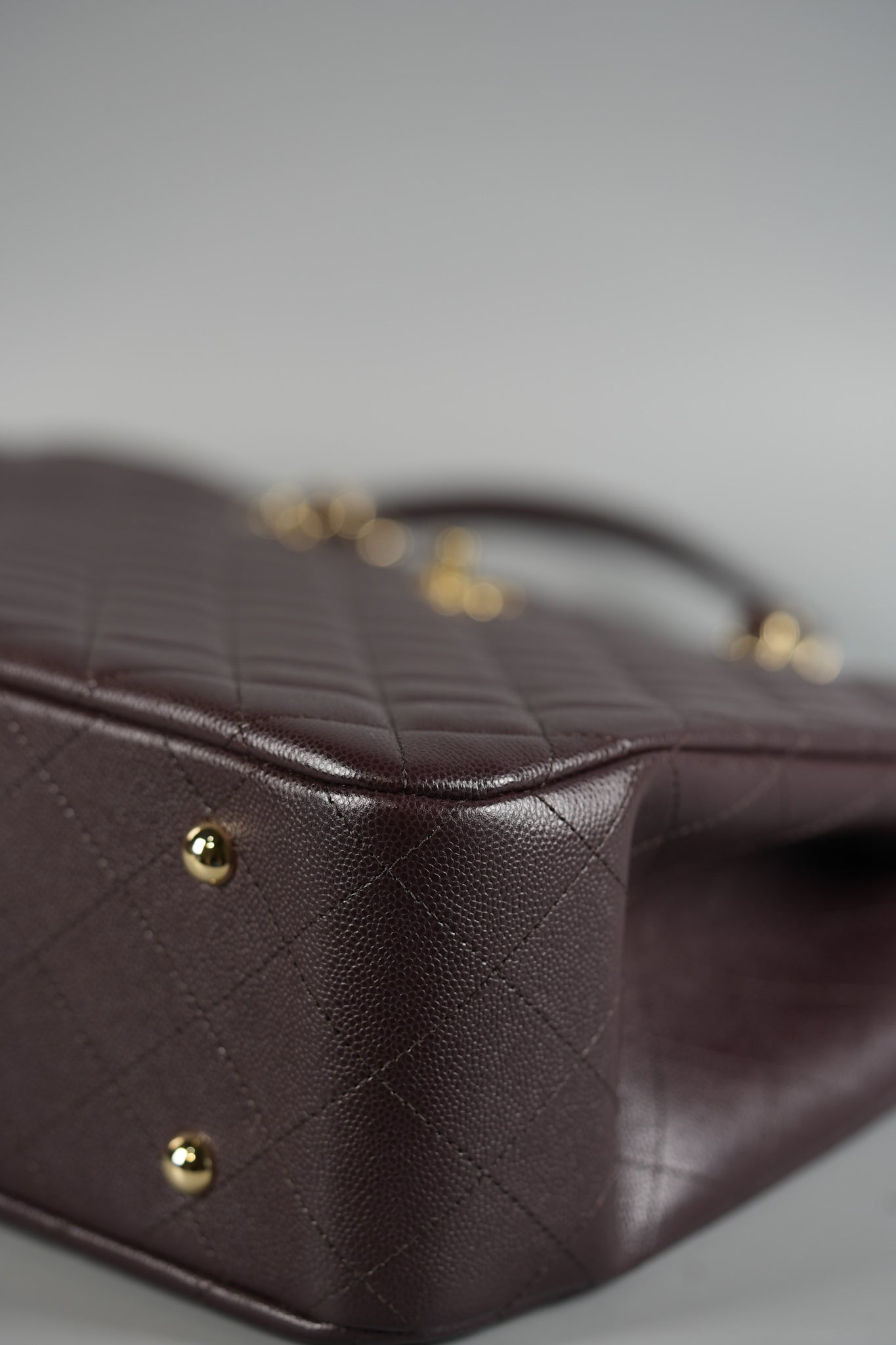 Timeless Shopping Tote Bag in Purple Caviar Leather & Light Gold Hardware (Microchip) | Purse Maison Luxury Bags Shop