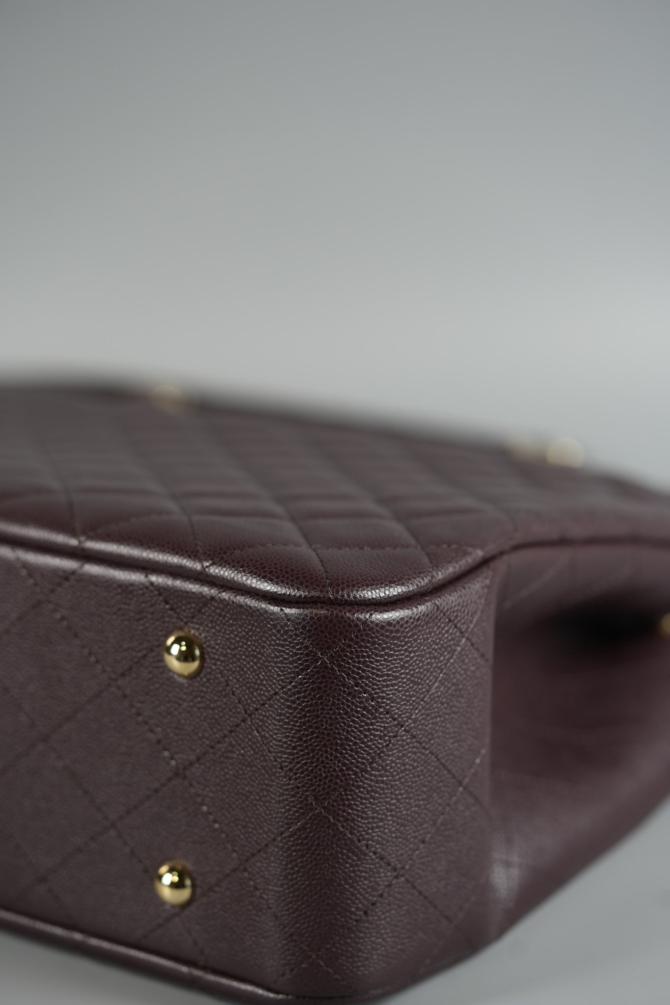 Timeless Shopping Tote Bag in Purple Caviar Leather & Light Gold Hardware (Microchip) | Purse Maison Luxury Bags Shop