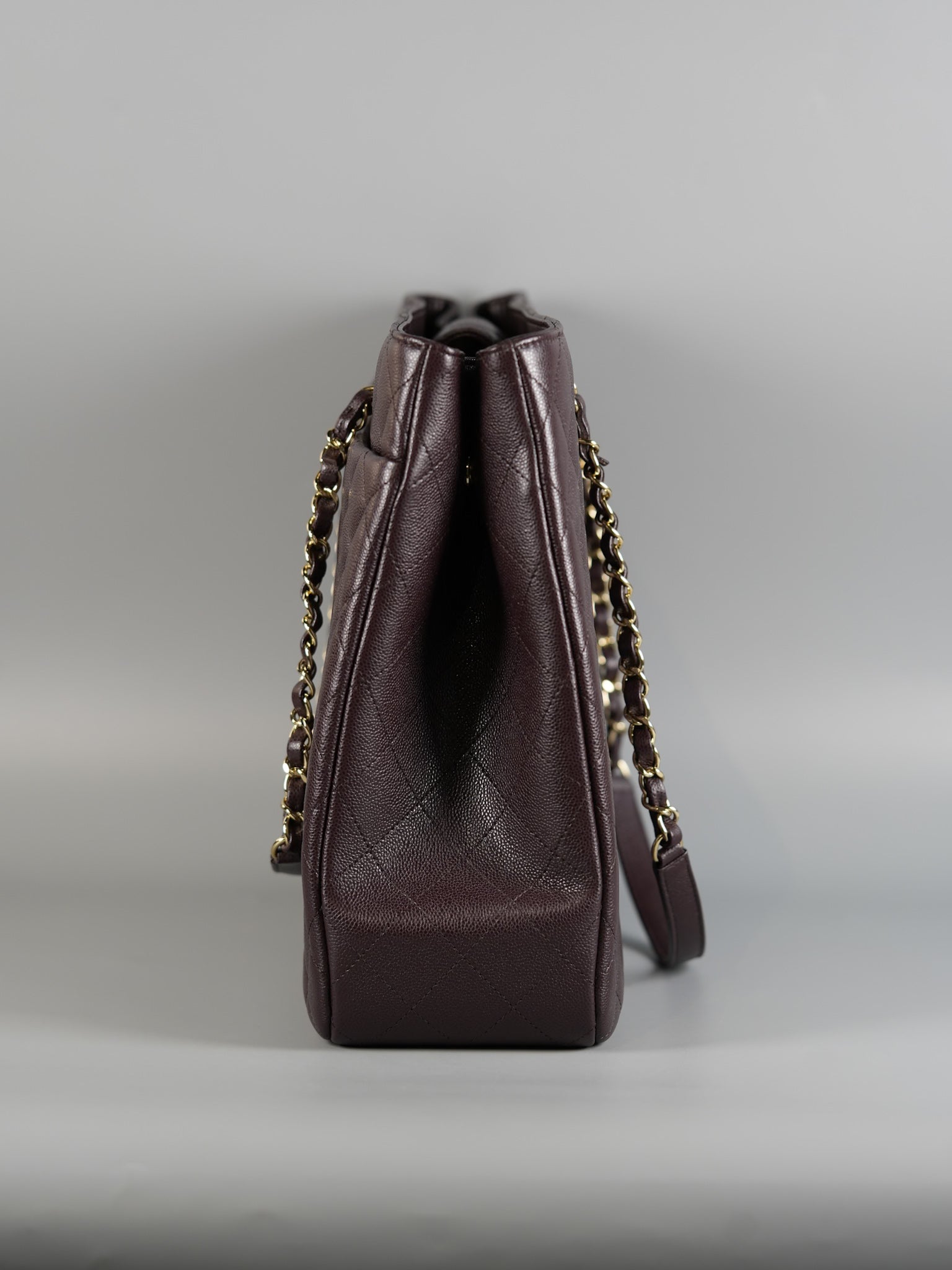 Timeless Shopping Tote Bag in Purple Caviar Leather & Light Gold Hardware (Microchip) | Purse Maison Luxury Bags Shop