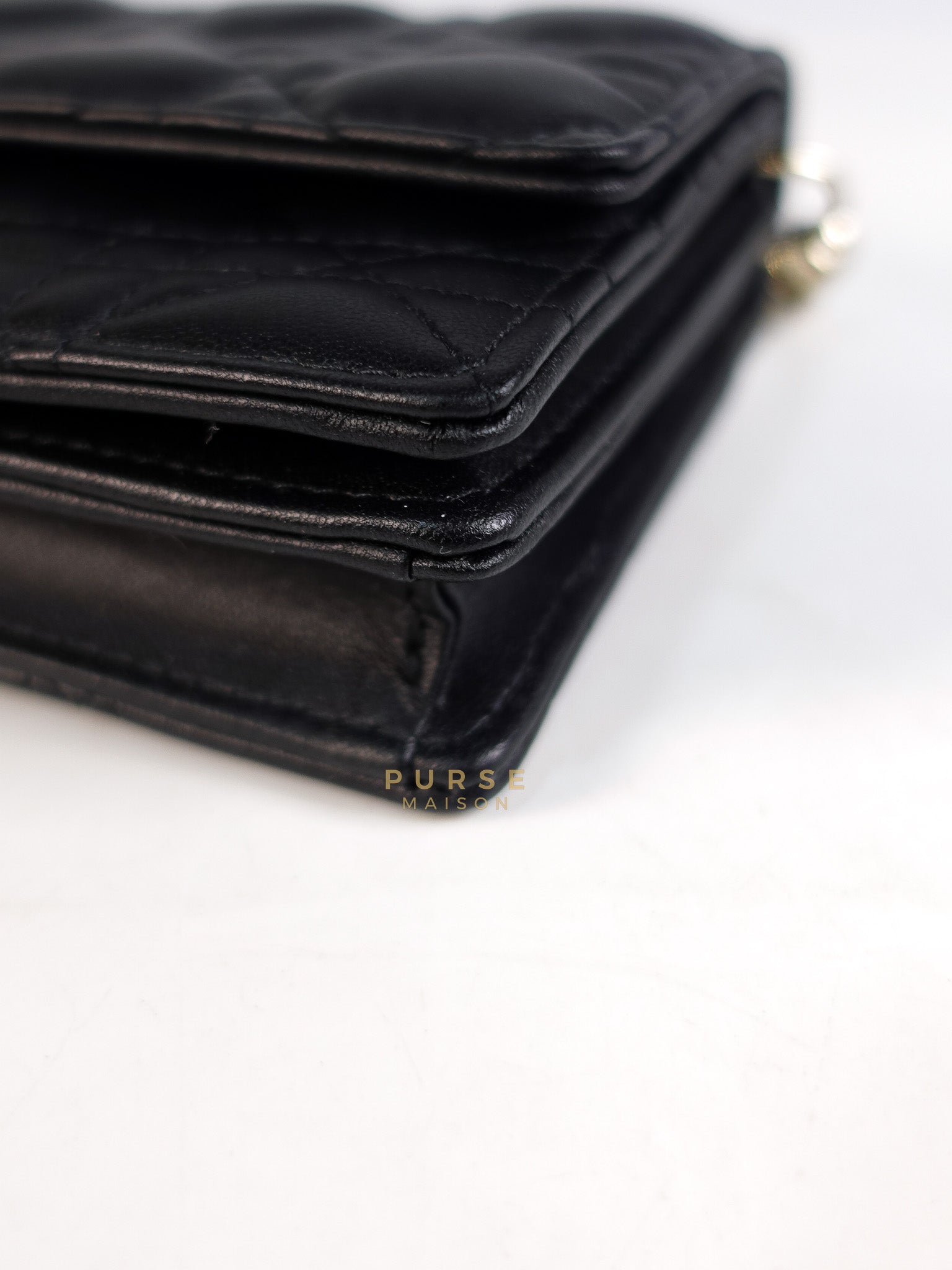 Top Handle Lady Dior Phone Pouch in Black Lambskin Cannage Leather | Purse Maison Luxury Bags Shop