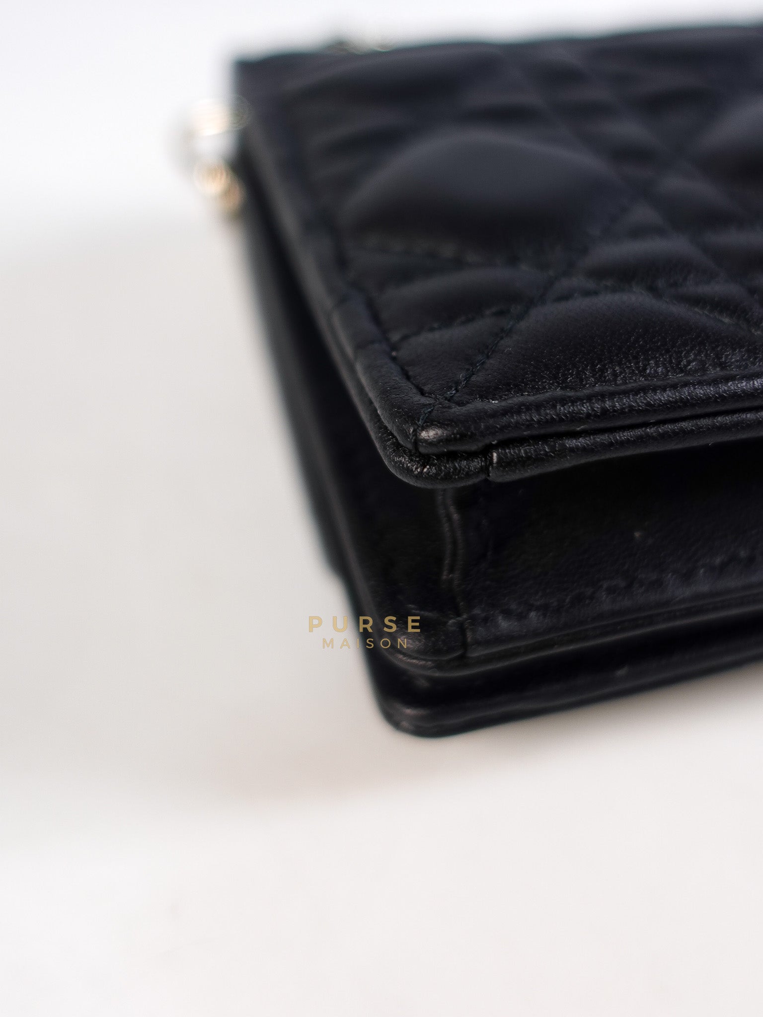 Top Handle Lady Dior Phone Pouch in Black Lambskin Cannage Leather | Purse Maison Luxury Bags Shop