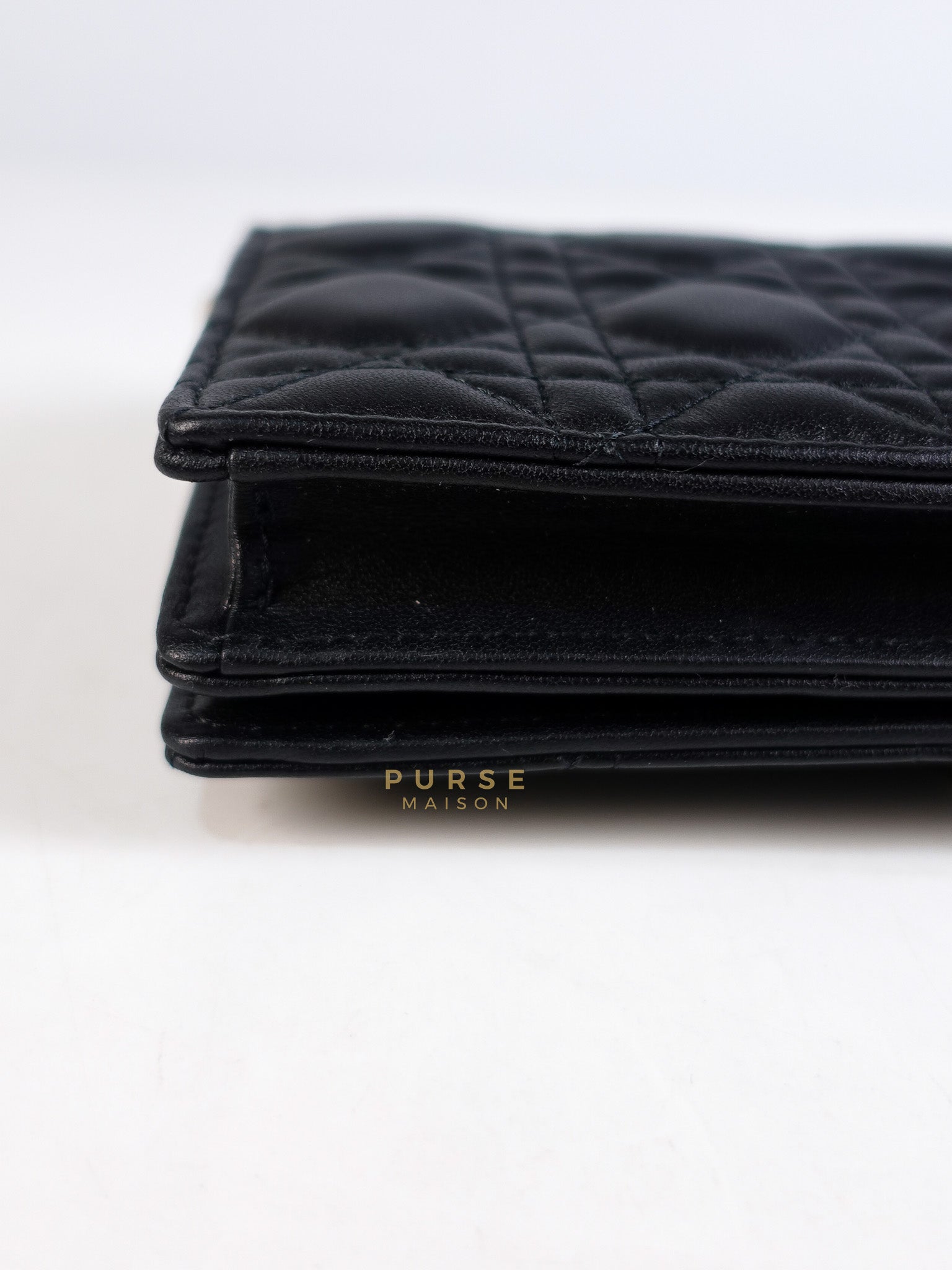 Top Handle Lady Dior Phone Pouch in Black Lambskin Cannage Leather | Purse Maison Luxury Bags Shop