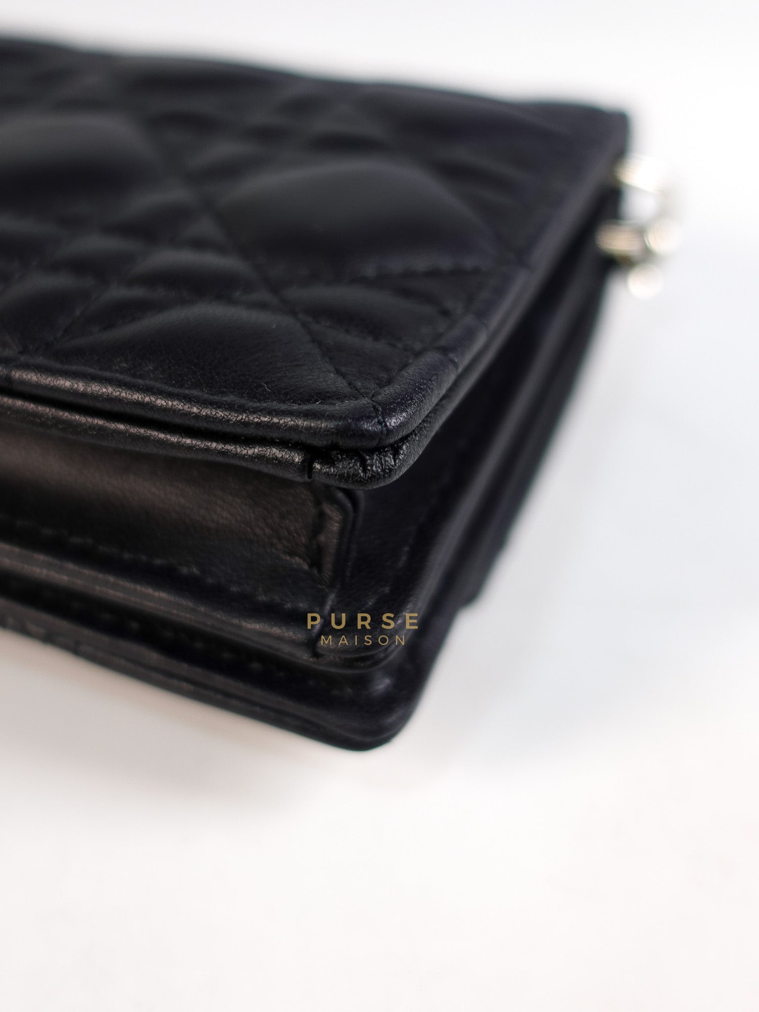 Top Handle Lady Dior Phone Pouch in Black Lambskin Cannage Leather | Purse Maison Luxury Bags Shop