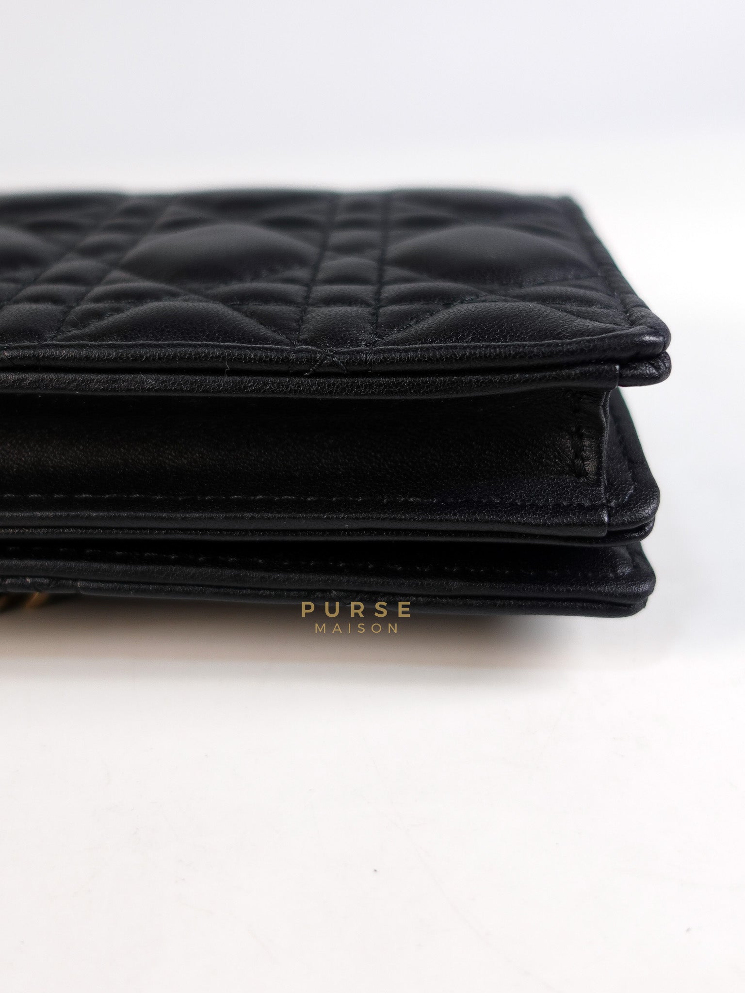 Top Handle Lady Dior Phone Pouch in Black Lambskin Cannage Leather | Purse Maison Luxury Bags Shop
