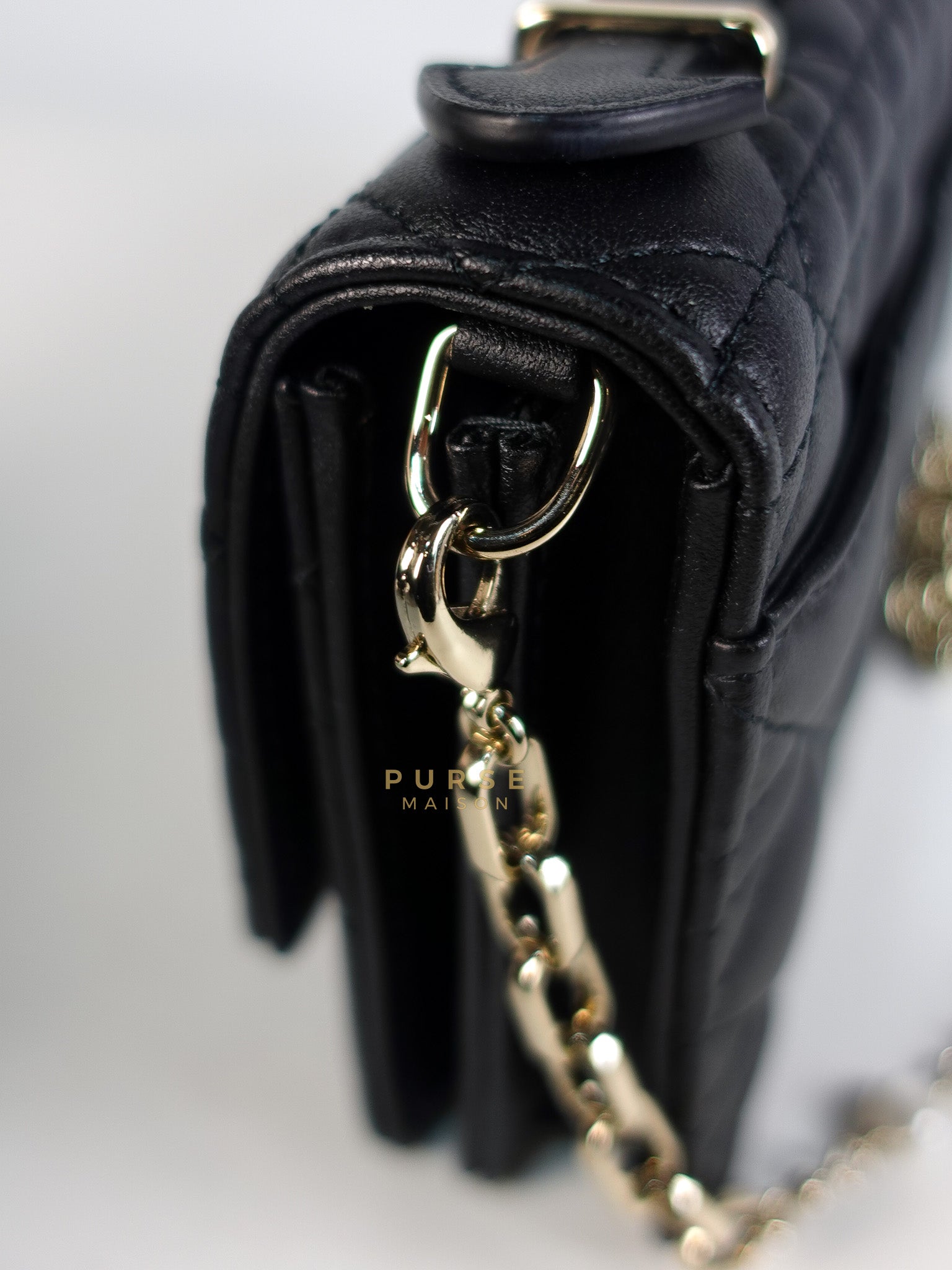 Top Handle Lady Dior Phone Pouch in Black Lambskin Cannage Leather | Purse Maison Luxury Bags Shop