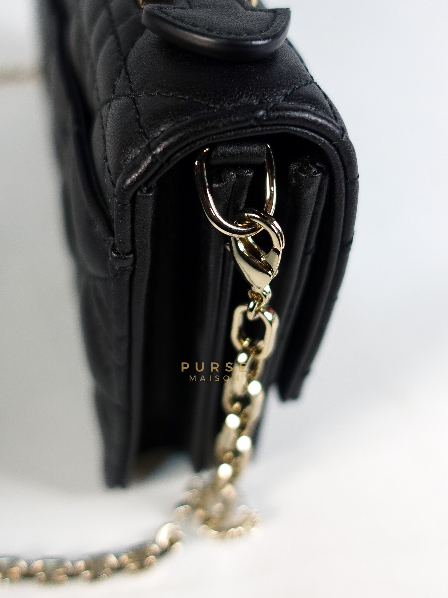 Top Handle Lady Dior Phone Pouch in Black Lambskin Cannage Leather | Purse Maison Luxury Bags Shop