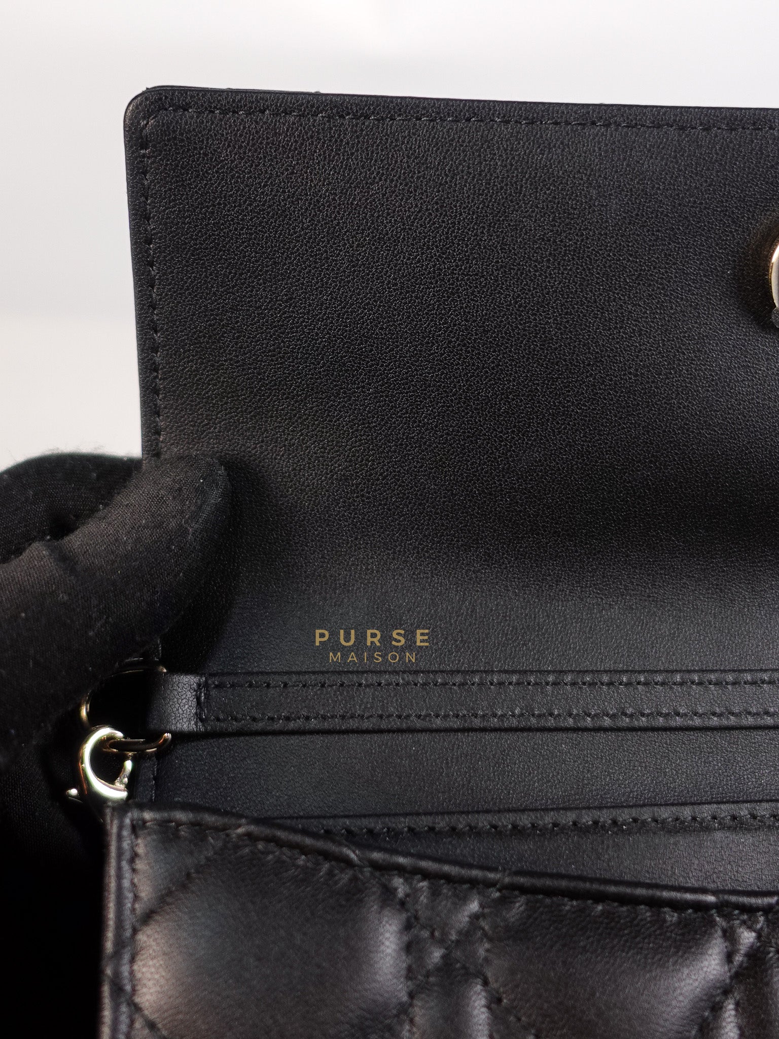 Top Handle Lady Dior Phone Pouch in Black Lambskin Cannage Leather | Purse Maison Luxury Bags Shop