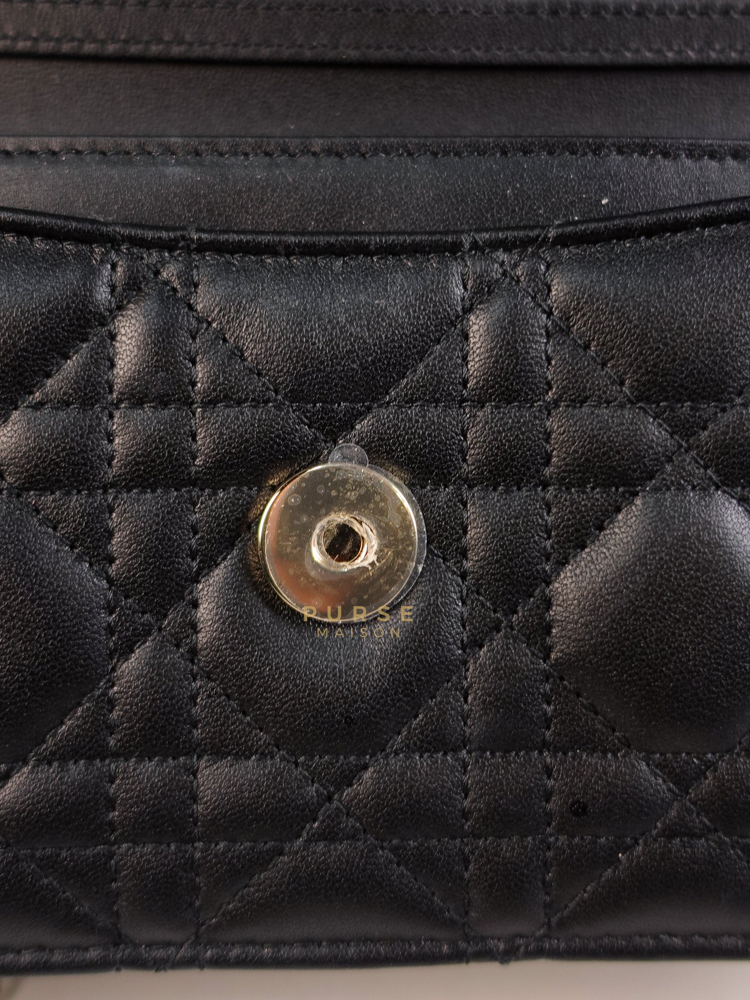 Top Handle Lady Dior Phone Pouch in Black Lambskin Cannage Leather | Purse Maison Luxury Bags Shop