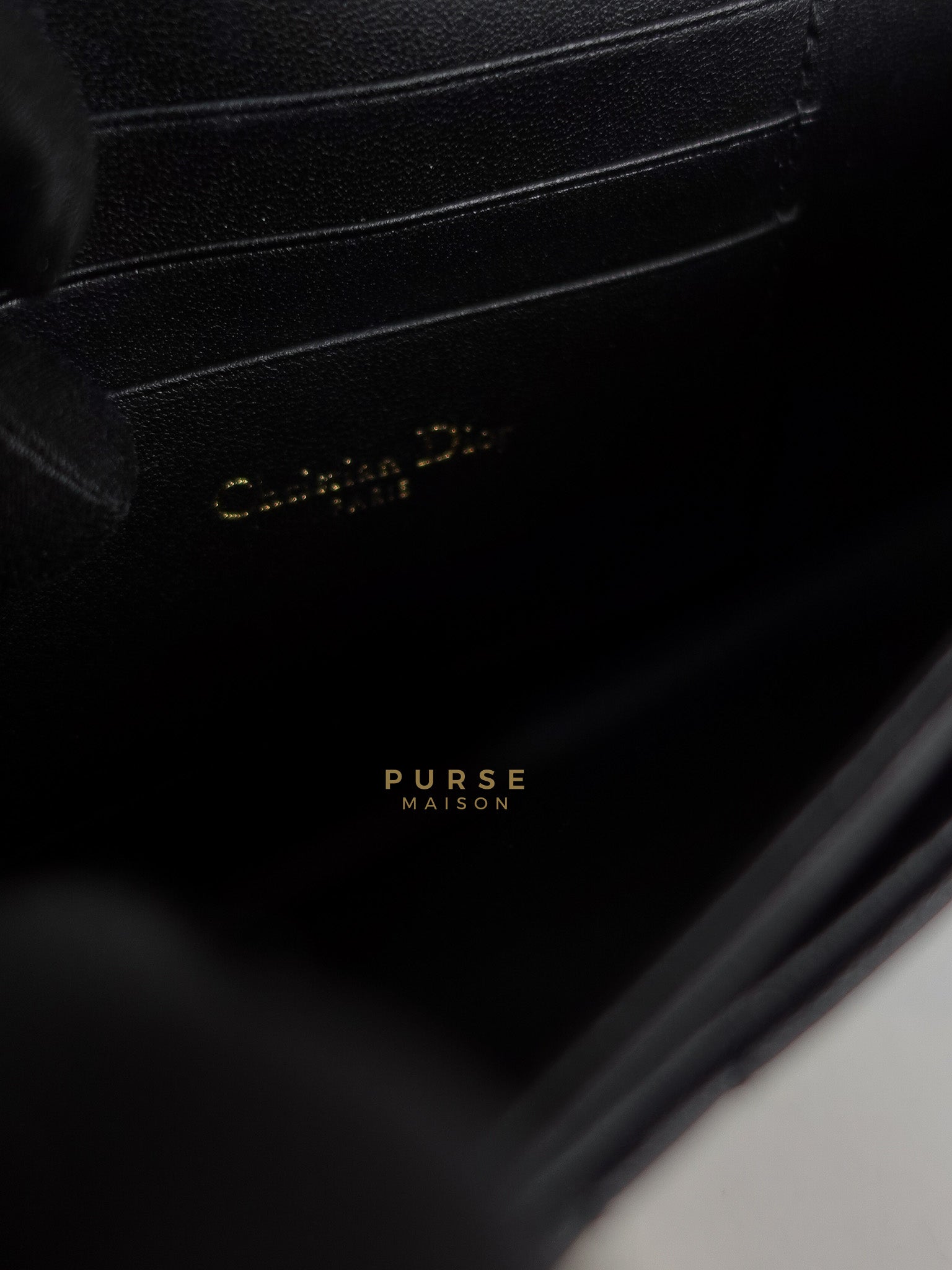 Top Handle Lady Dior Phone Pouch in Black Lambskin Cannage Leather | Purse Maison Luxury Bags Shop
