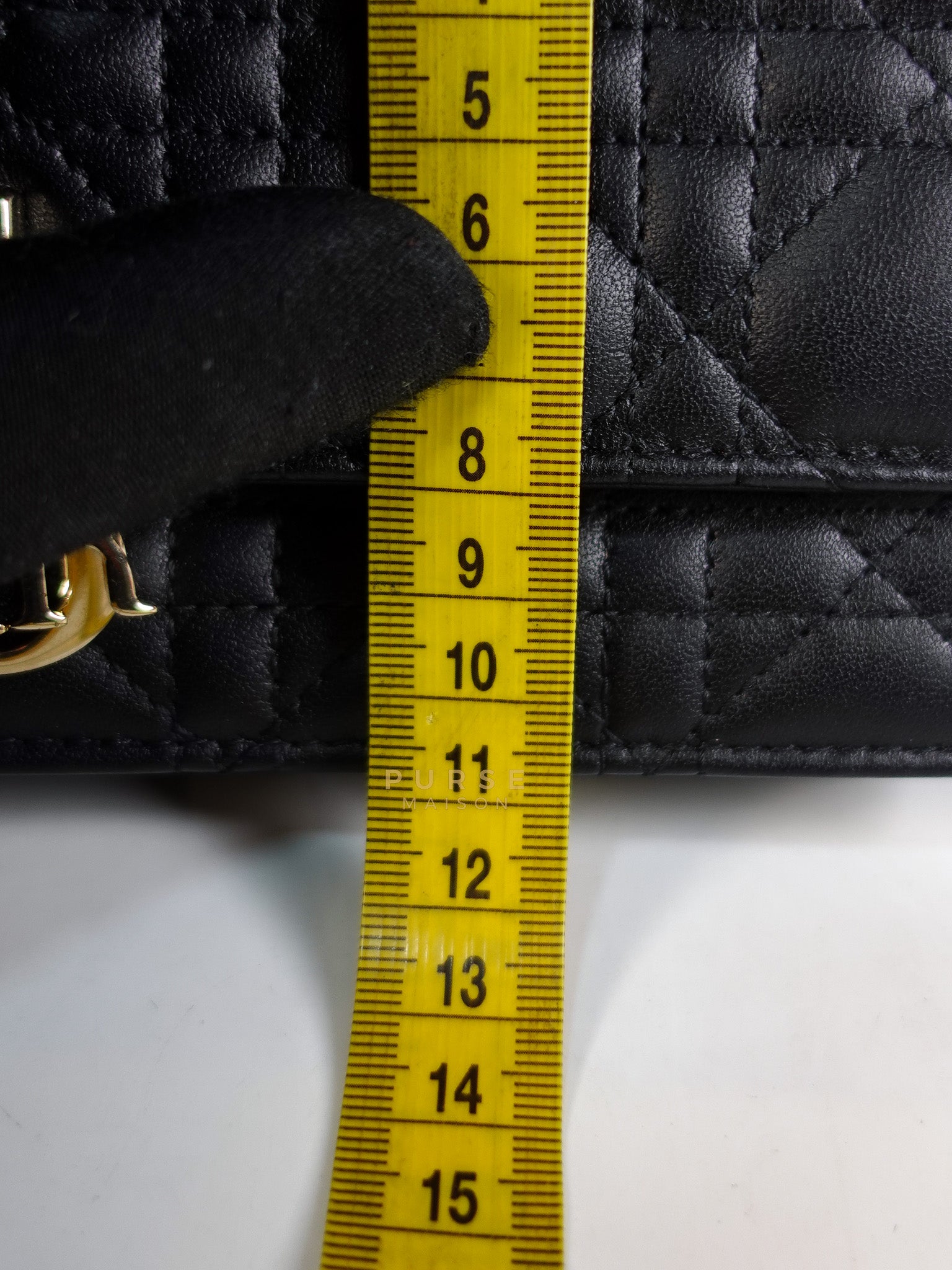 Top Handle Lady Dior Phone Pouch in Black Lambskin Cannage Leather | Purse Maison Luxury Bags Shop