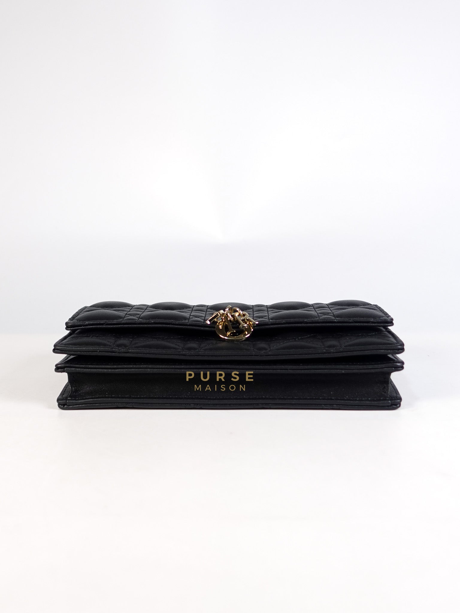 Top Handle Lady Dior Phone Pouch in Black Lambskin Cannage Leather | Purse Maison Luxury Bags Shop