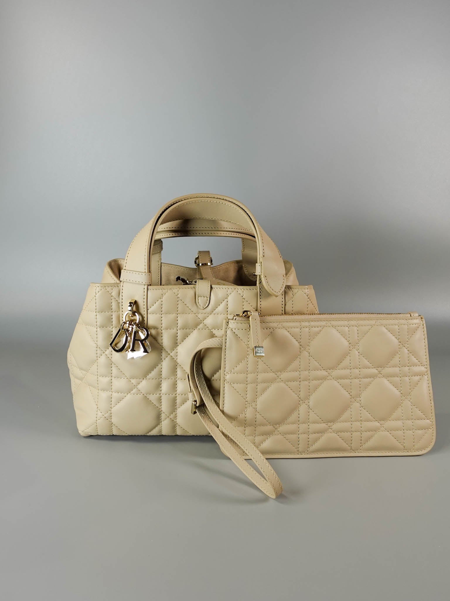 Toujours Small Beige Macrocannage Quilt Calfskin Leather | Purse Maison Luxury Bags Shop