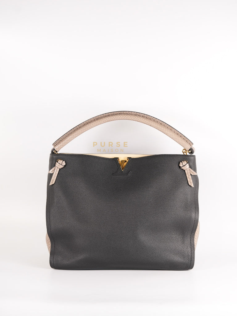 Tournon Black Snake Skin Handle Taurillon Leather (Date Code: AH2195) | Purse Maison Luxury Bags Shop