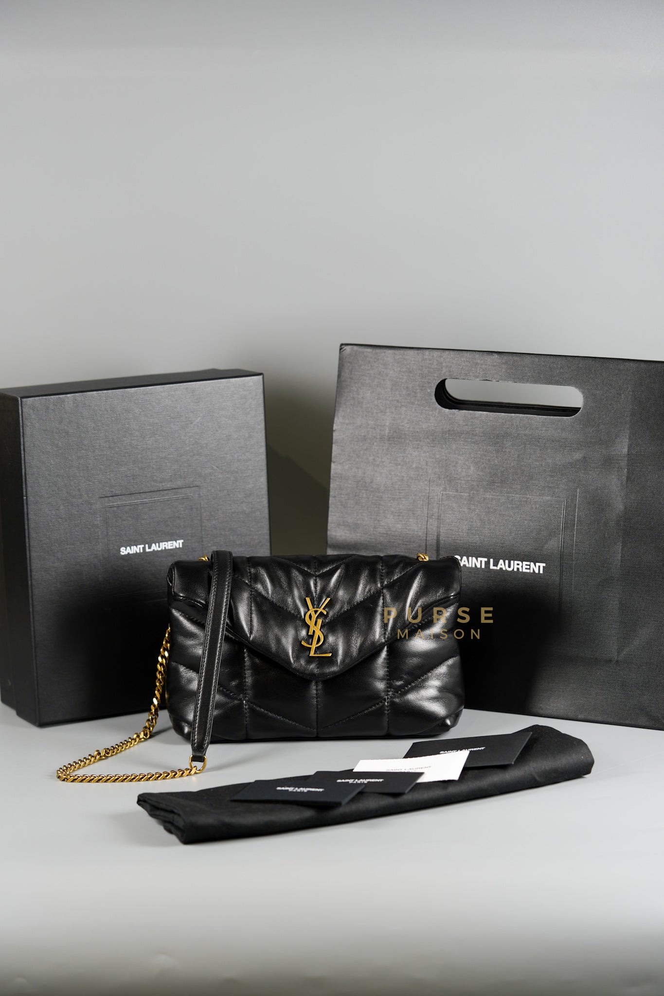 Toy Puffer Small Bag in Black Lambskin & Gold Hardware | Purse Maison Luxury Bags Shop