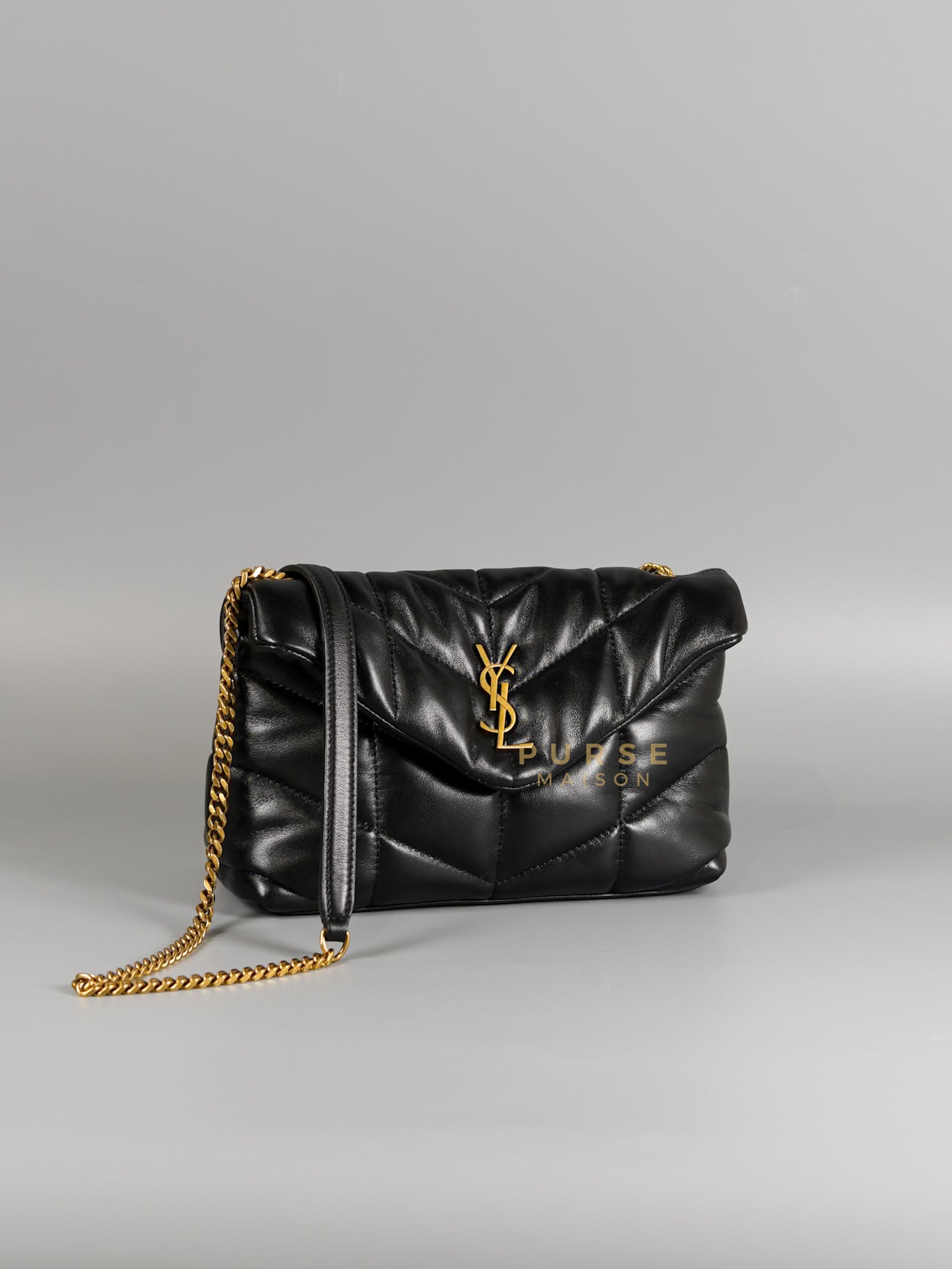 Toy Puffer Small Bag in Black Lambskin & Gold Hardware | Purse Maison Luxury Bags Shop