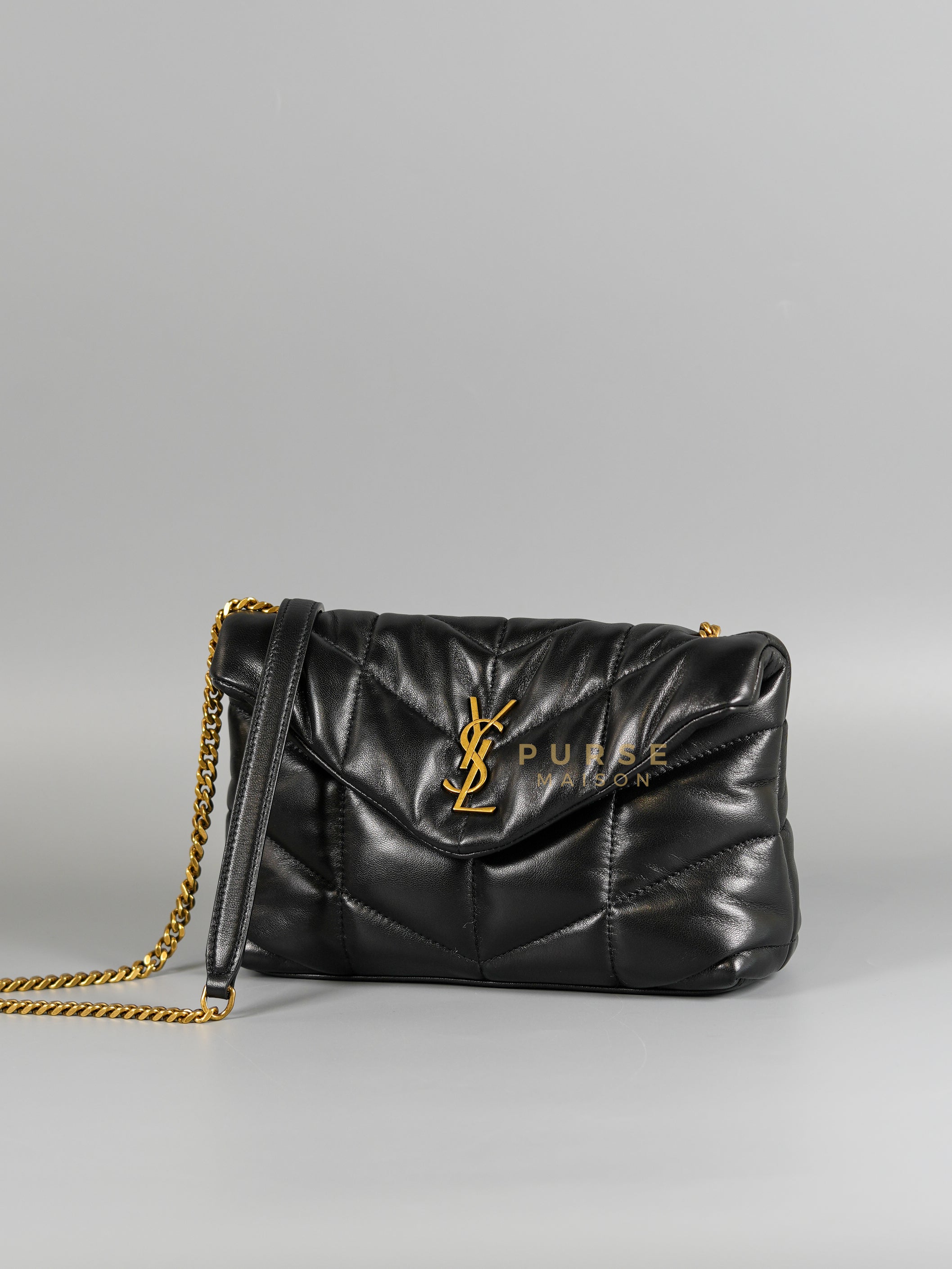 Toy Puffer Small Bag in Black Lambskin & Gold Hardware | Purse Maison Luxury Bags Shop