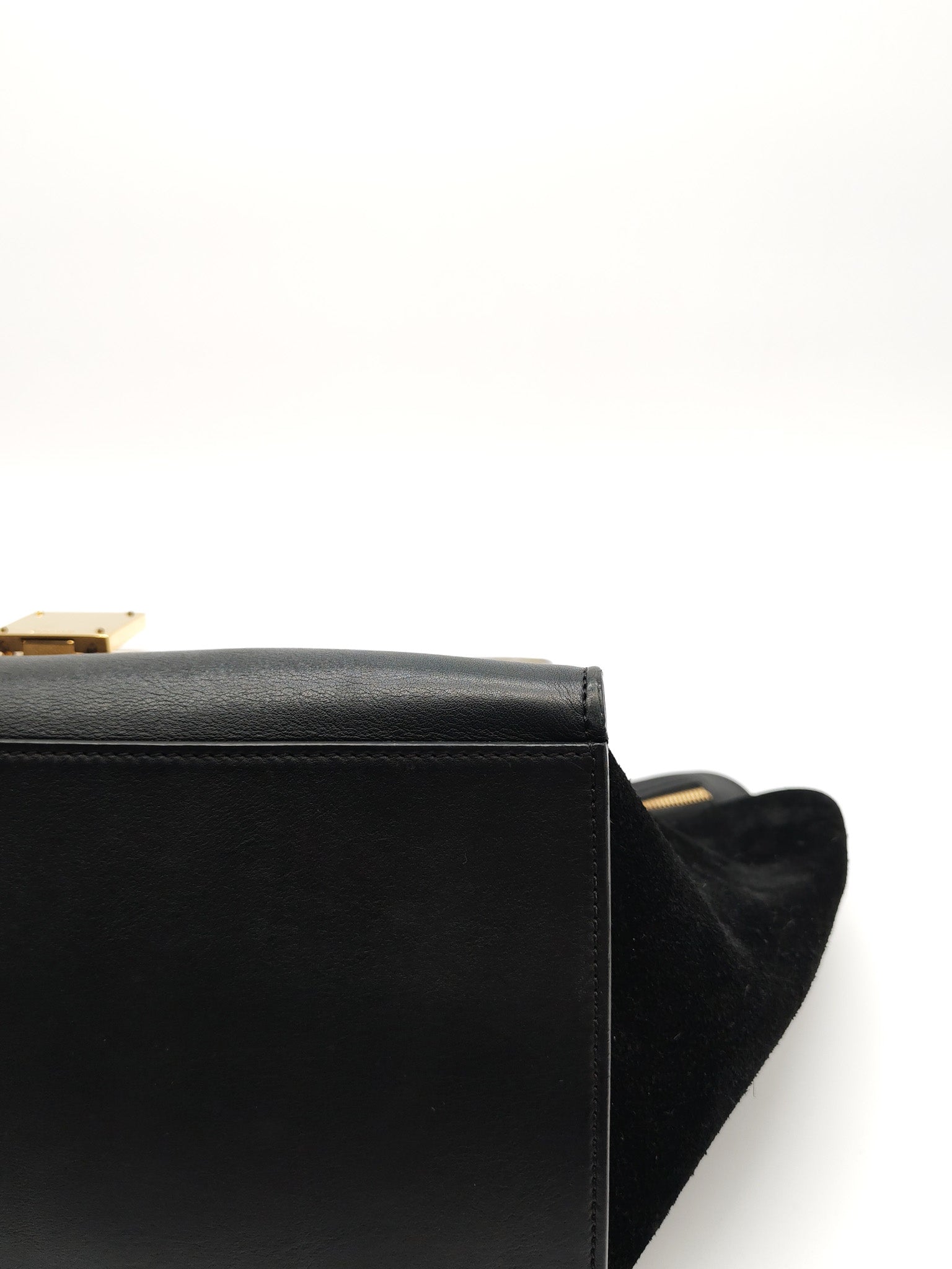 Trapeze Medium in BlacK/White Suede and Calfskin Leather | Purse Maison Luxury Bags Shop