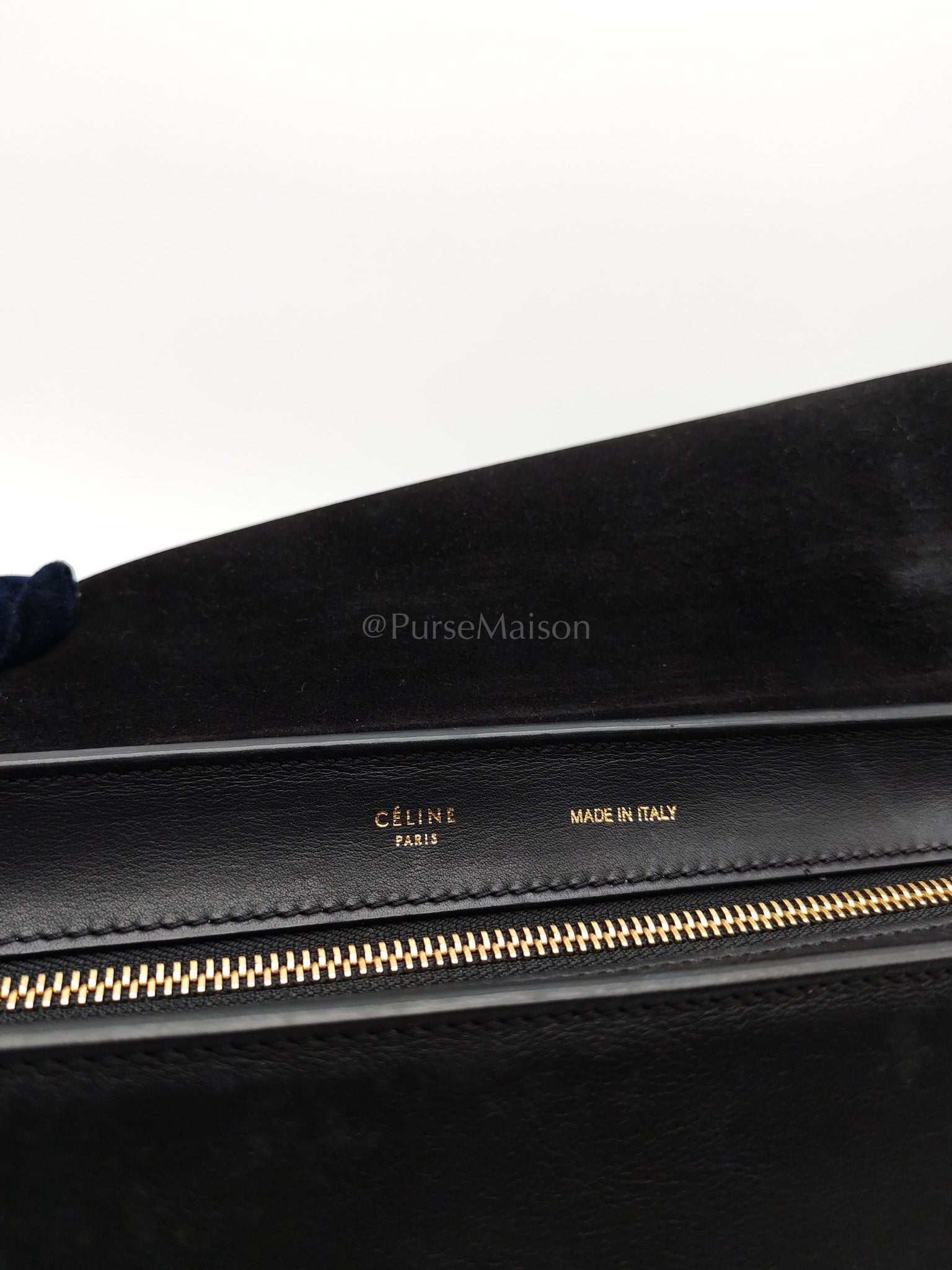 Trapeze Medium in BlacK/White Suede and Calfskin Leather | Purse Maison Luxury Bags Shop