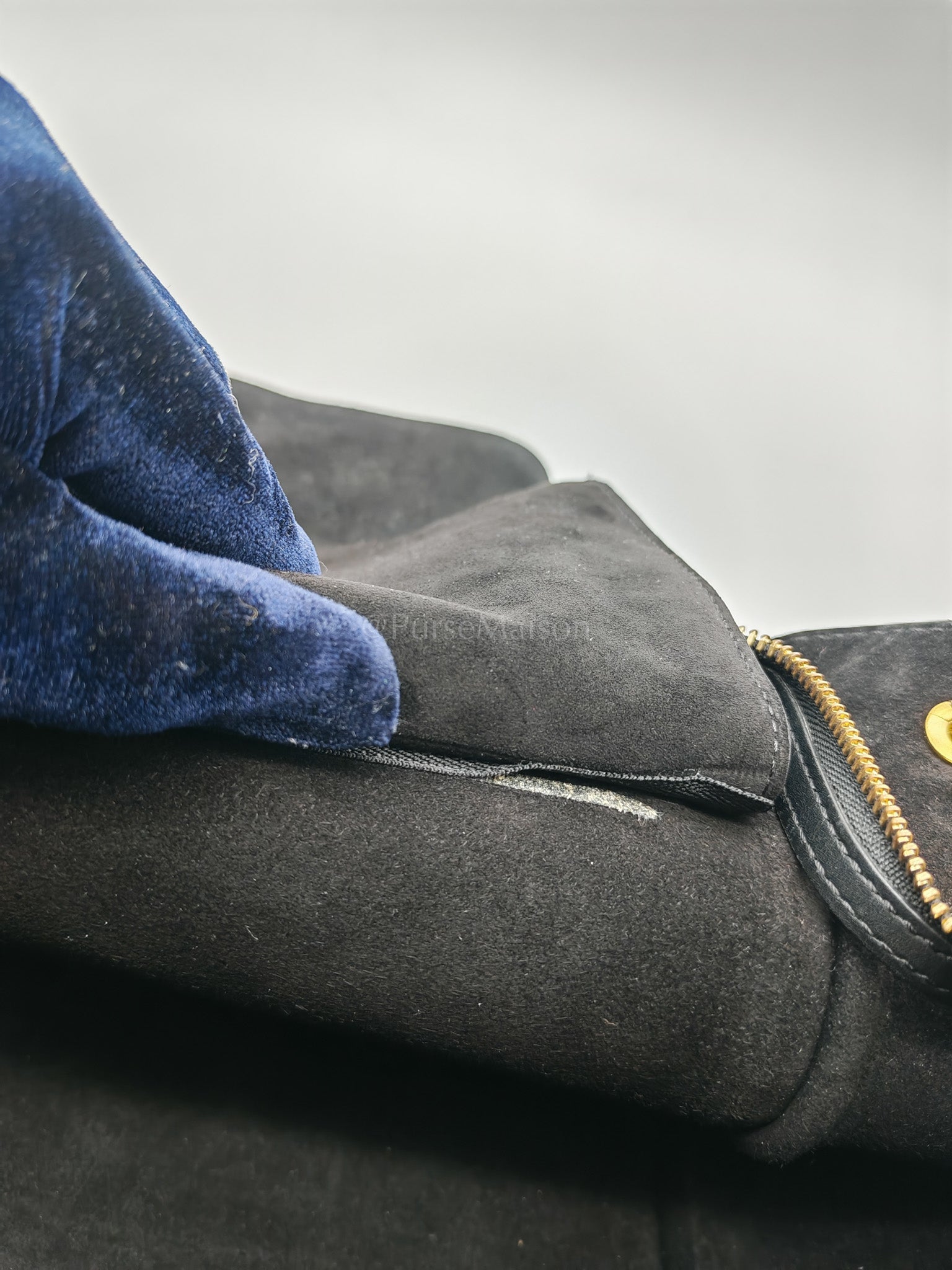 Trapeze Medium in BlacK/White Suede and Calfskin Leather | Purse Maison Luxury Bags Shop