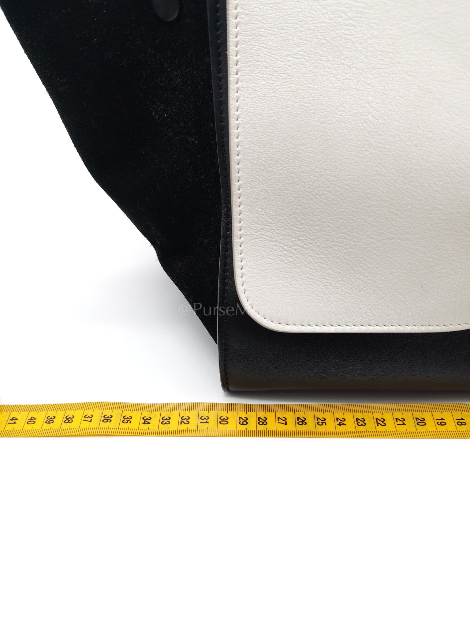 Trapeze Medium in BlacK/White Suede and Calfskin Leather | Purse Maison Luxury Bags Shop