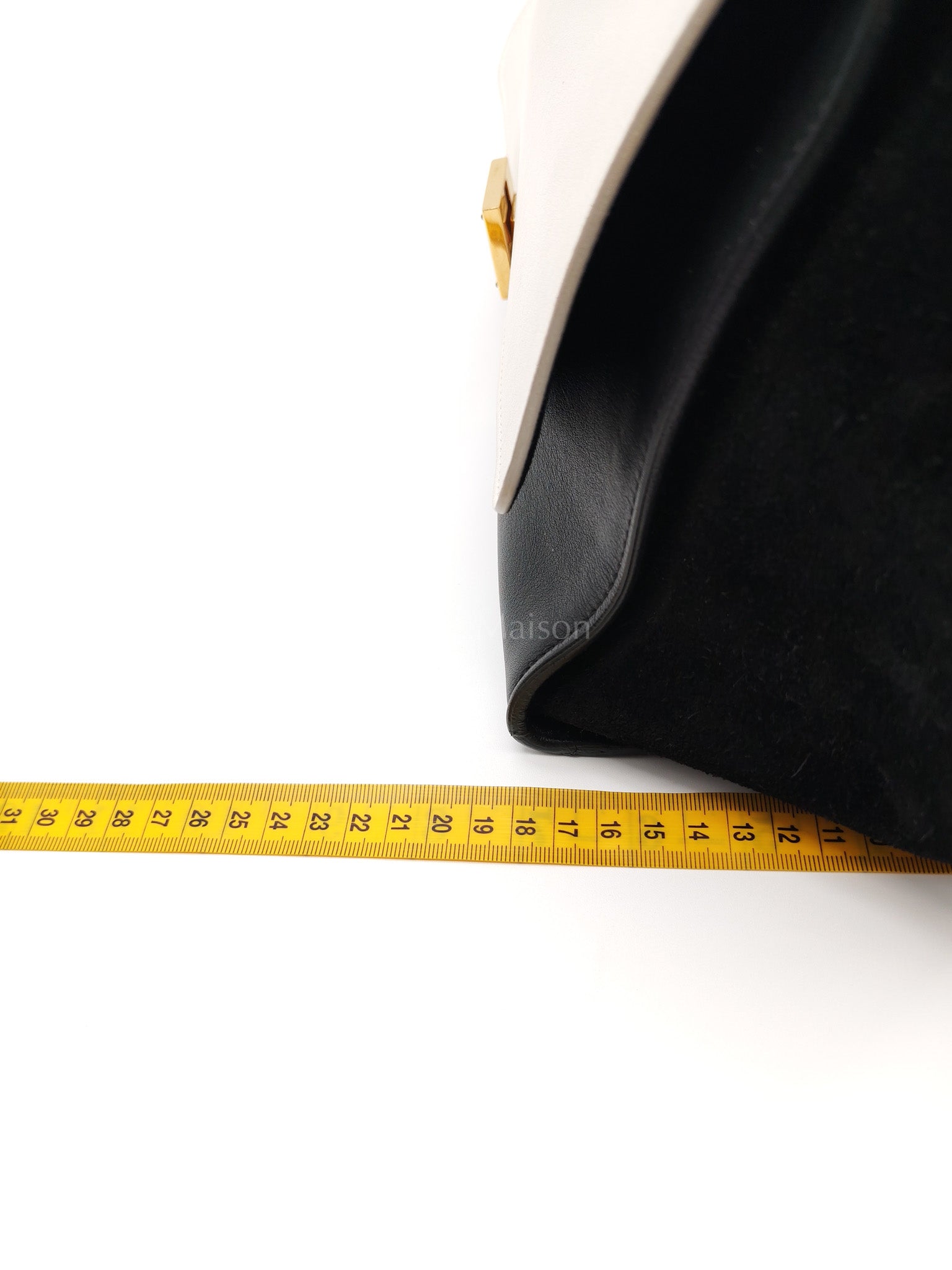 Trapeze Medium in BlacK/White Suede and Calfskin Leather | Purse Maison Luxury Bags Shop