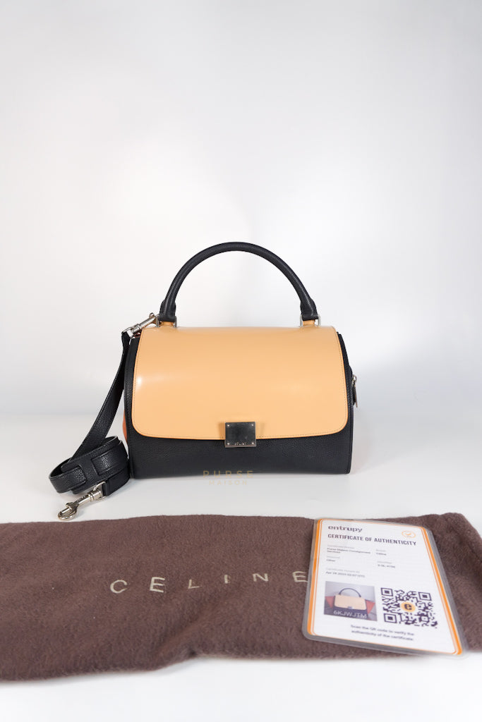 Trapeze Medium Tri-Color Leather and Suede Shoulder Bag | Purse Maison Luxury Bags Shop