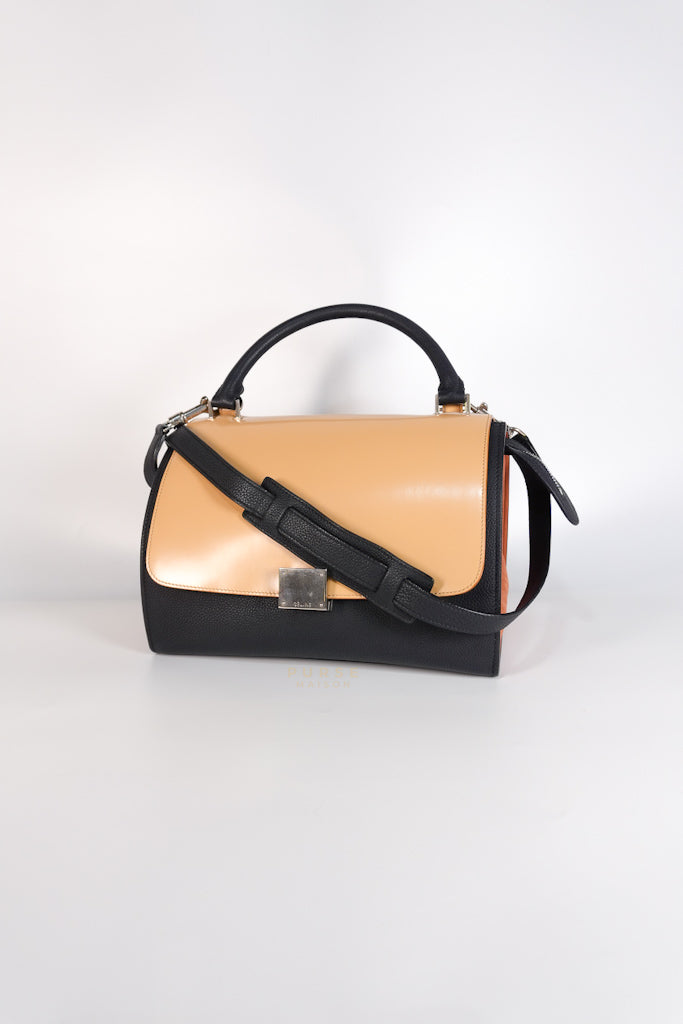 Trapeze Medium Tri-Color Leather and Suede Shoulder Bag | Purse Maison Luxury Bags Shop