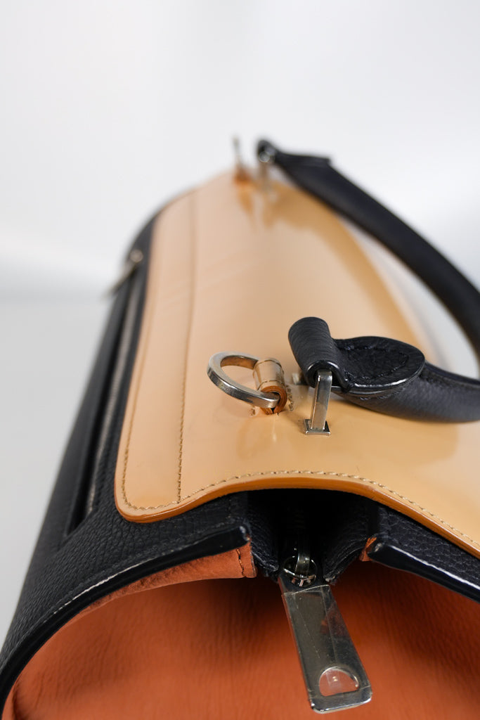 Trapeze Medium Tri-Color Leather and Suede Shoulder Bag | Purse Maison Luxury Bags Shop