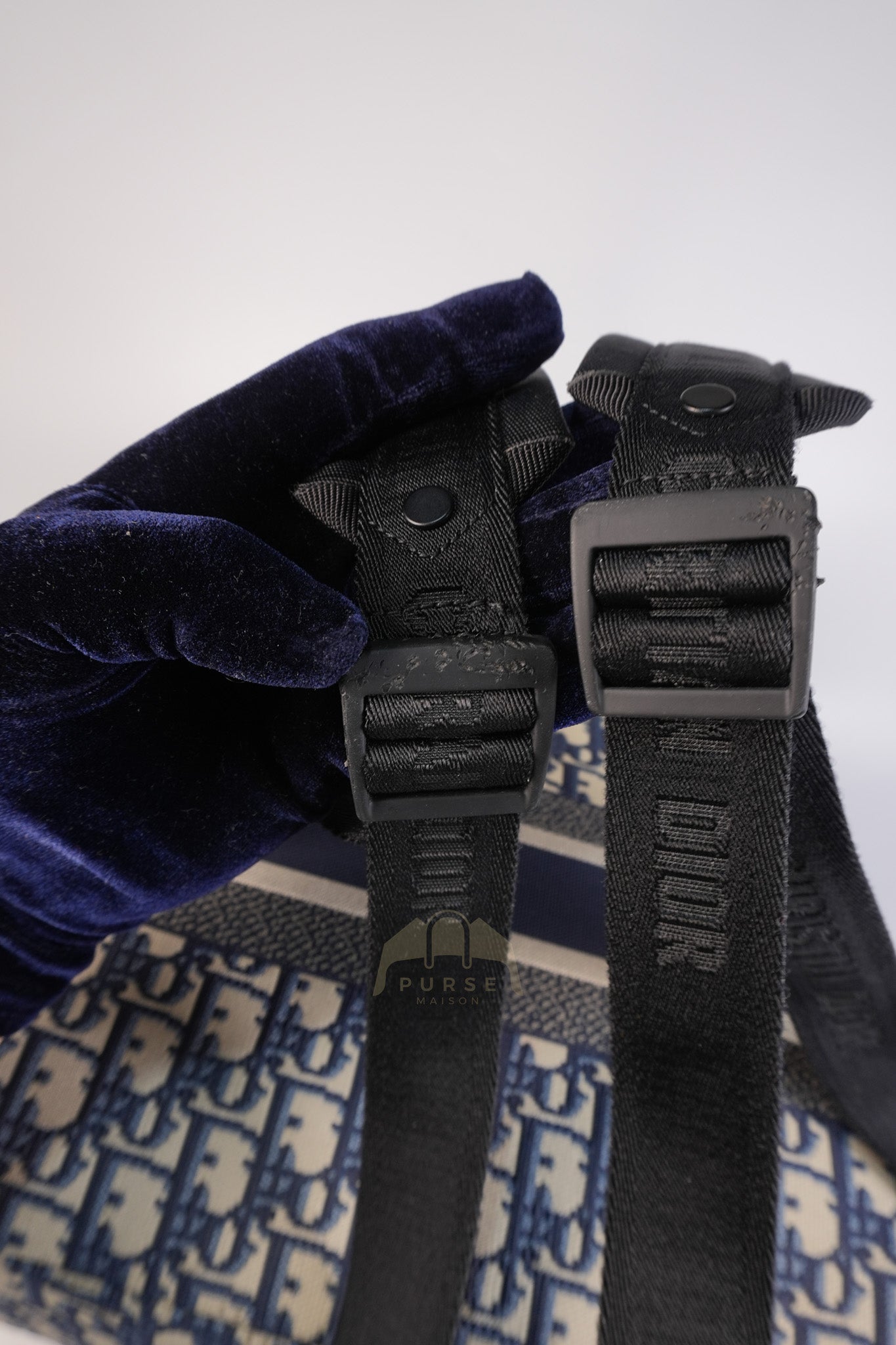 Travel Bagpack in Blue Oblique Jacquard Canvas | Purse Maison Luxury Bags Shop