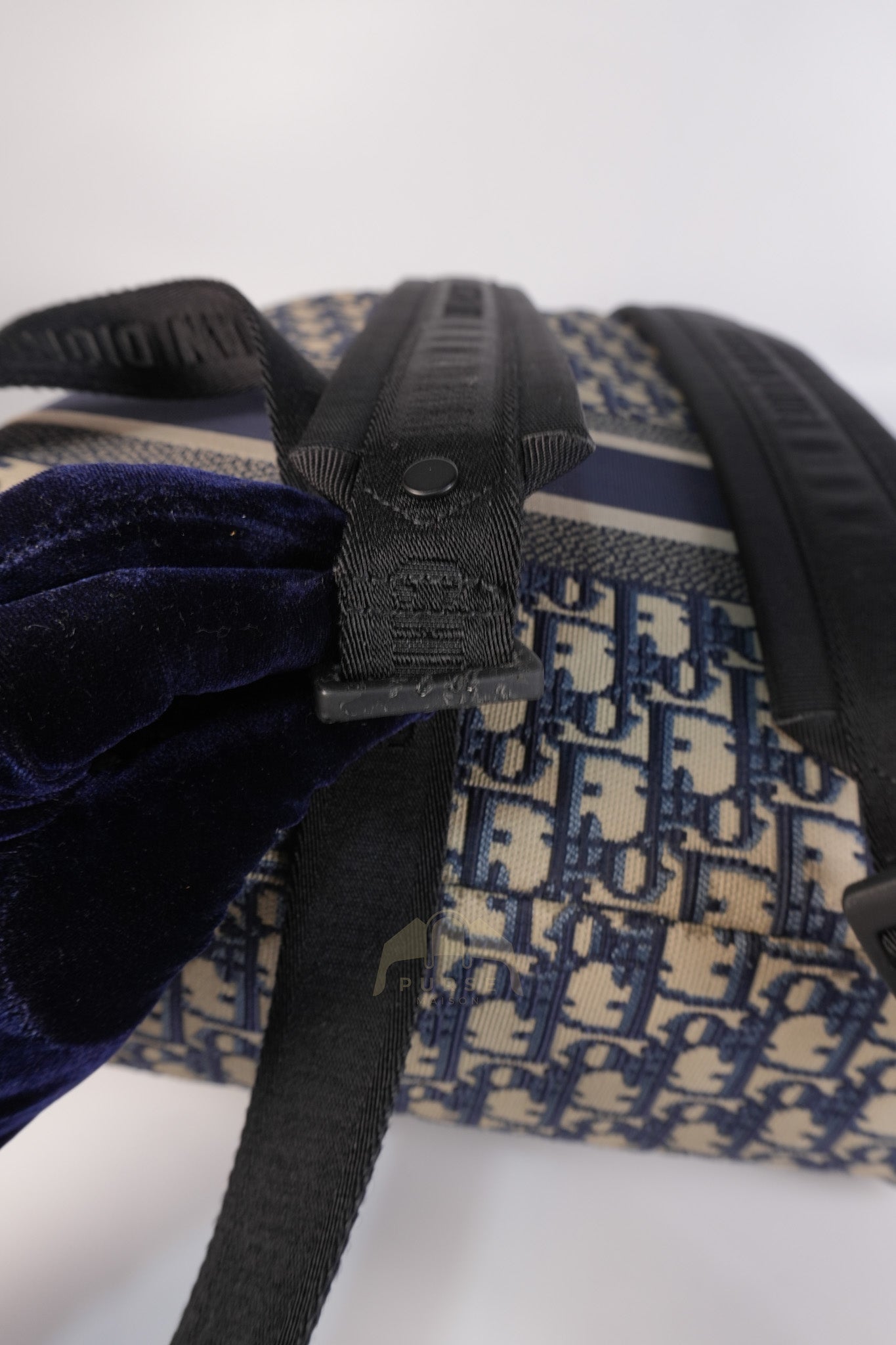 Travel Bagpack in Blue Oblique Jacquard Canvas | Purse Maison Luxury Bags Shop