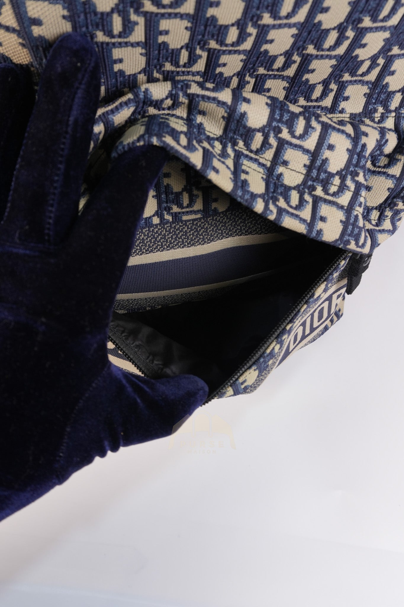 Travel Bagpack in Blue Oblique Jacquard Canvas | Purse Maison Luxury Bags Shop